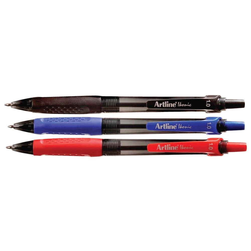 2 Artline Ikonic Retractable Ballpoint Pen Assorted 3 Pack, 2 of 2