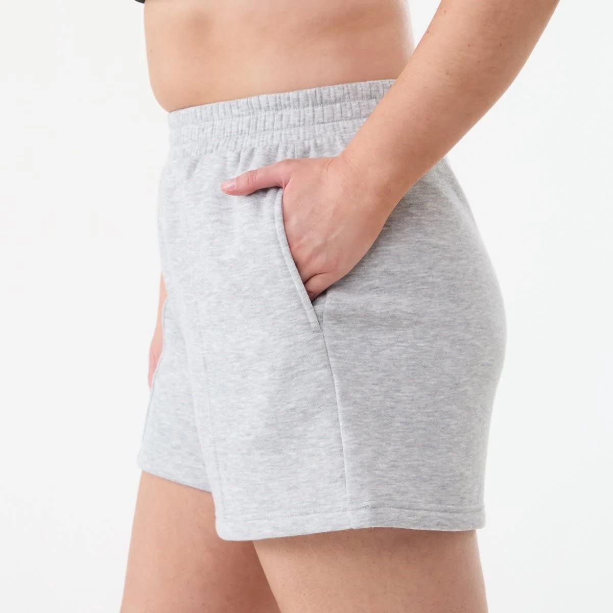 2 Active Womens Front Seam Fleece Shorts SOFT GREY MARLE, 2 of 5