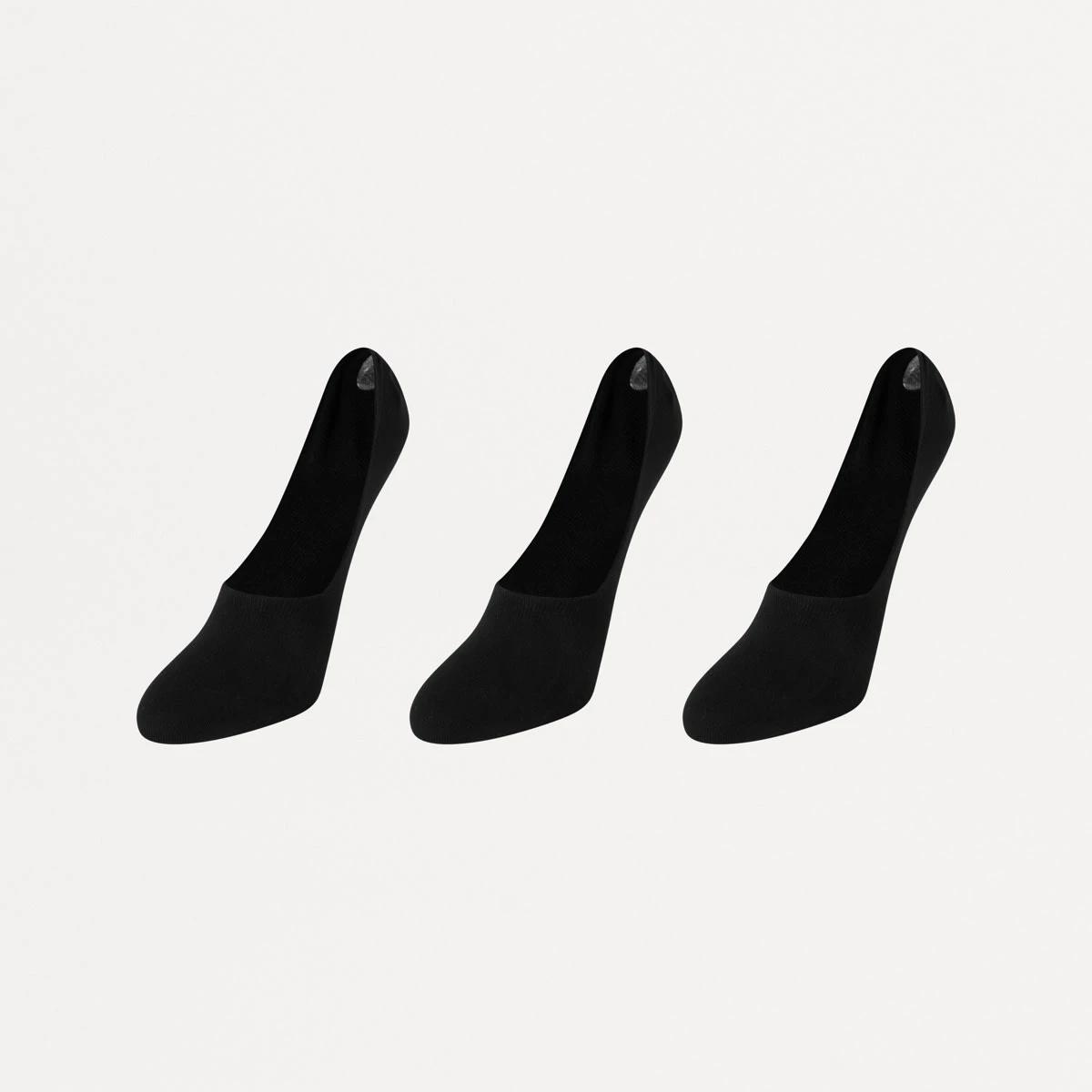 1 3 Pack Bamboo Footlets BLACK, 1 of 3