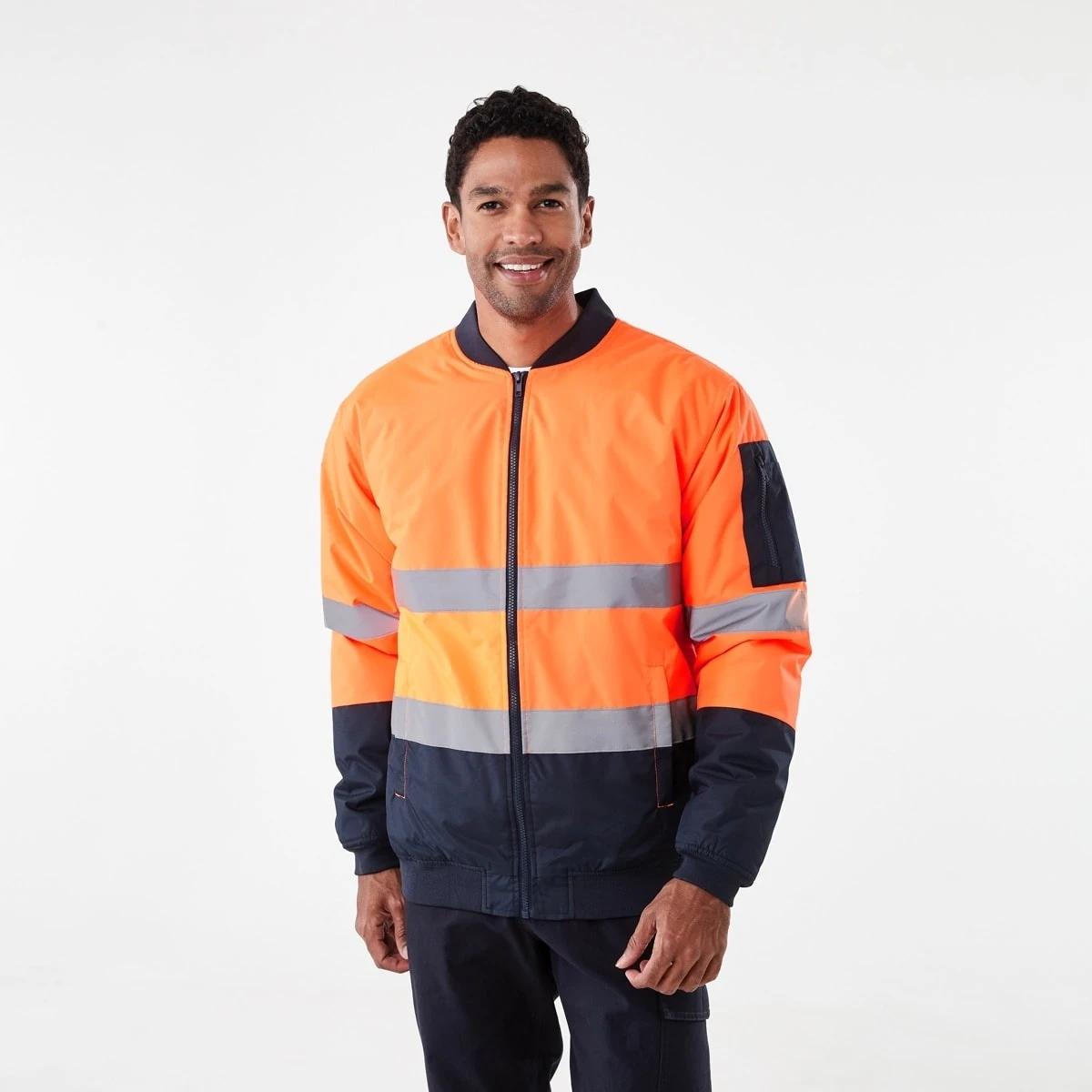 2 Hi-Visibility Reflective Padded Bomber Jacket Orange, 2 of 8