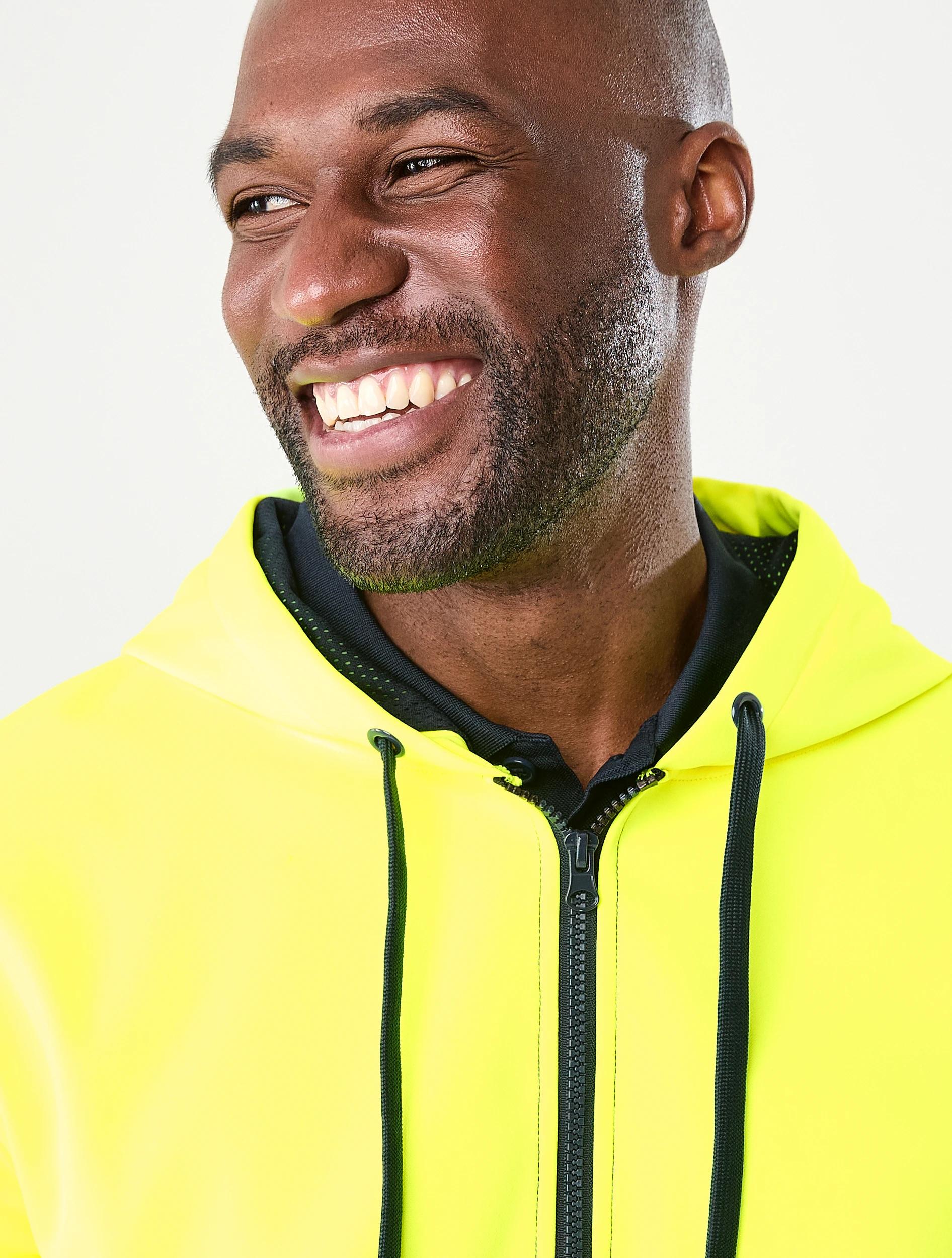 5 Workwear Hi-Visibility Zip Through Hoodie Yellow, 5 of 7