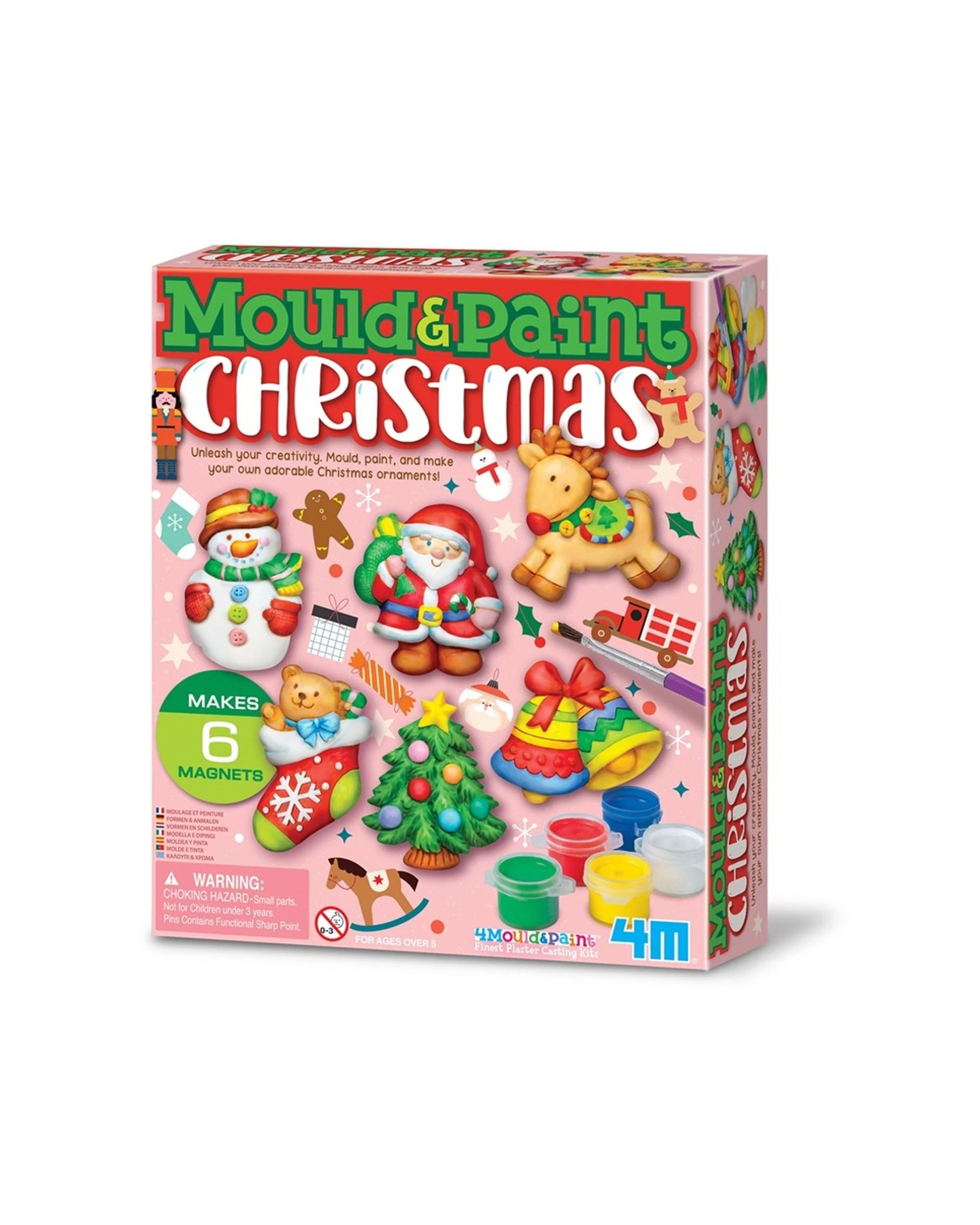 1 4M Mould & Paint Christmas Craft Kit Festive Magnets Kids Toy - Multi, 1 of 3