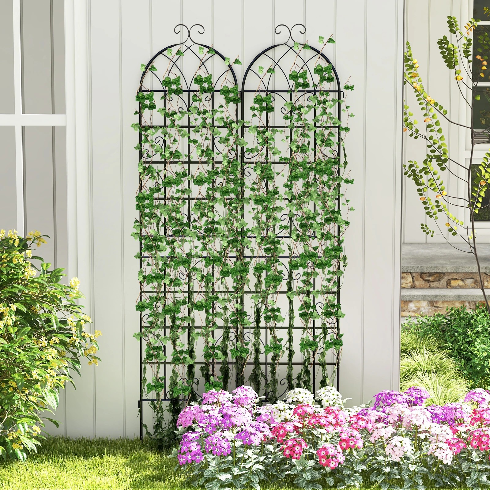 1 Costway 2PCS Garden Fence Decorative Trellis Plant Climbing Support Rustproof Fencing, 1 of 1