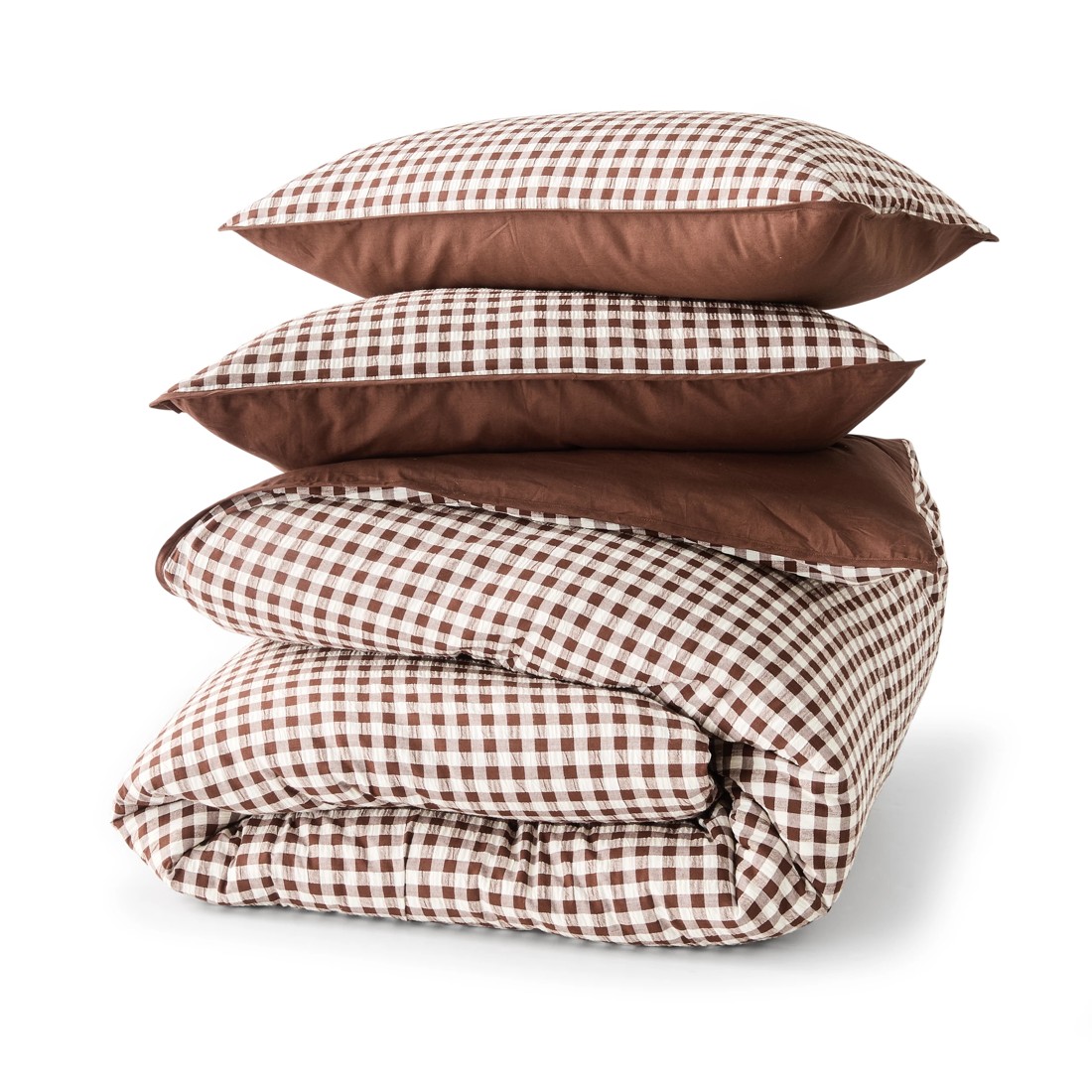5 Gingham Australian Grown Cotton Quilt Cover Set - Super King Bed, Chocolate, 5 of 6