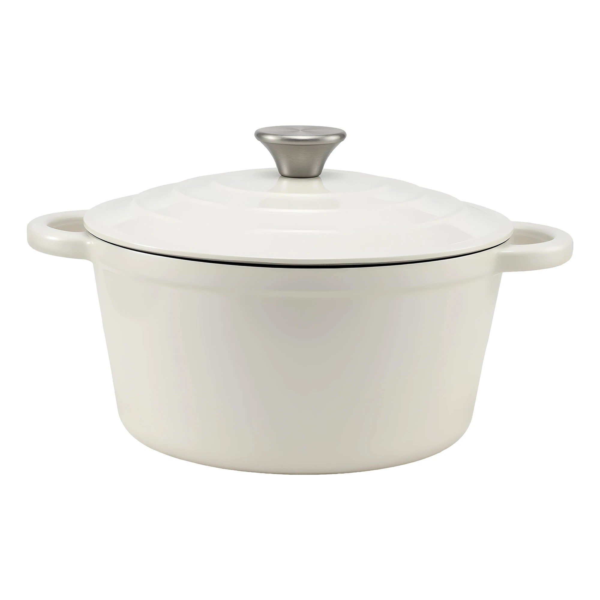 3 5-Star Chef 3.8L Enameled Cast Iron Dutch Oven Pot with Lid for Sourdough Bread Baking - White, 3 of 9