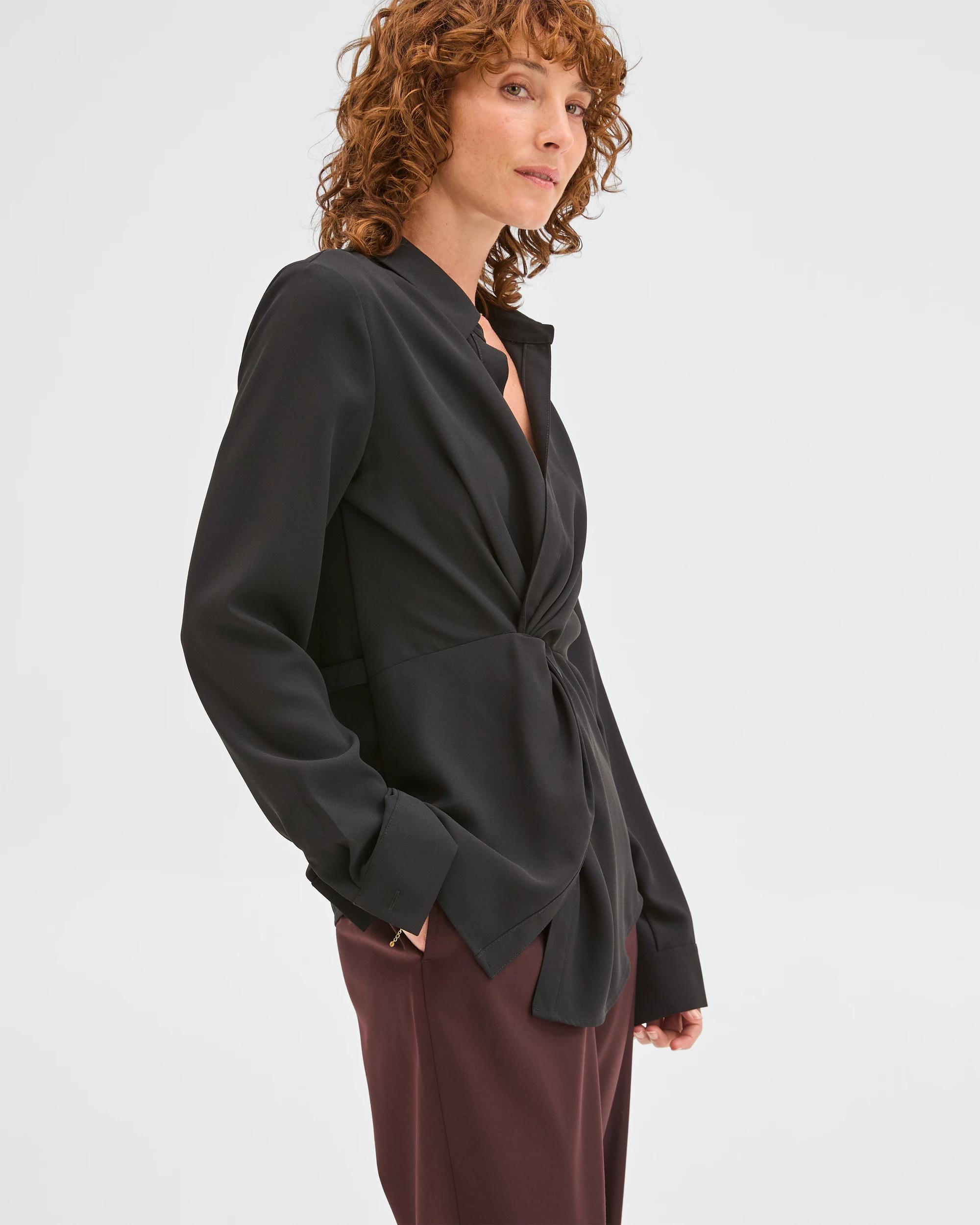 6 Preview Gathered Front Shirt BLACK, 6 of 6