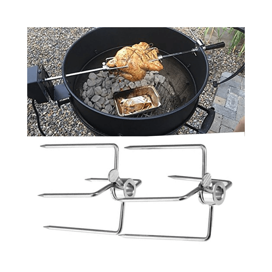 7 BR Home Rotisserie Spit Forks for BBQ and Kabobs - Set of 2, 7 of 8