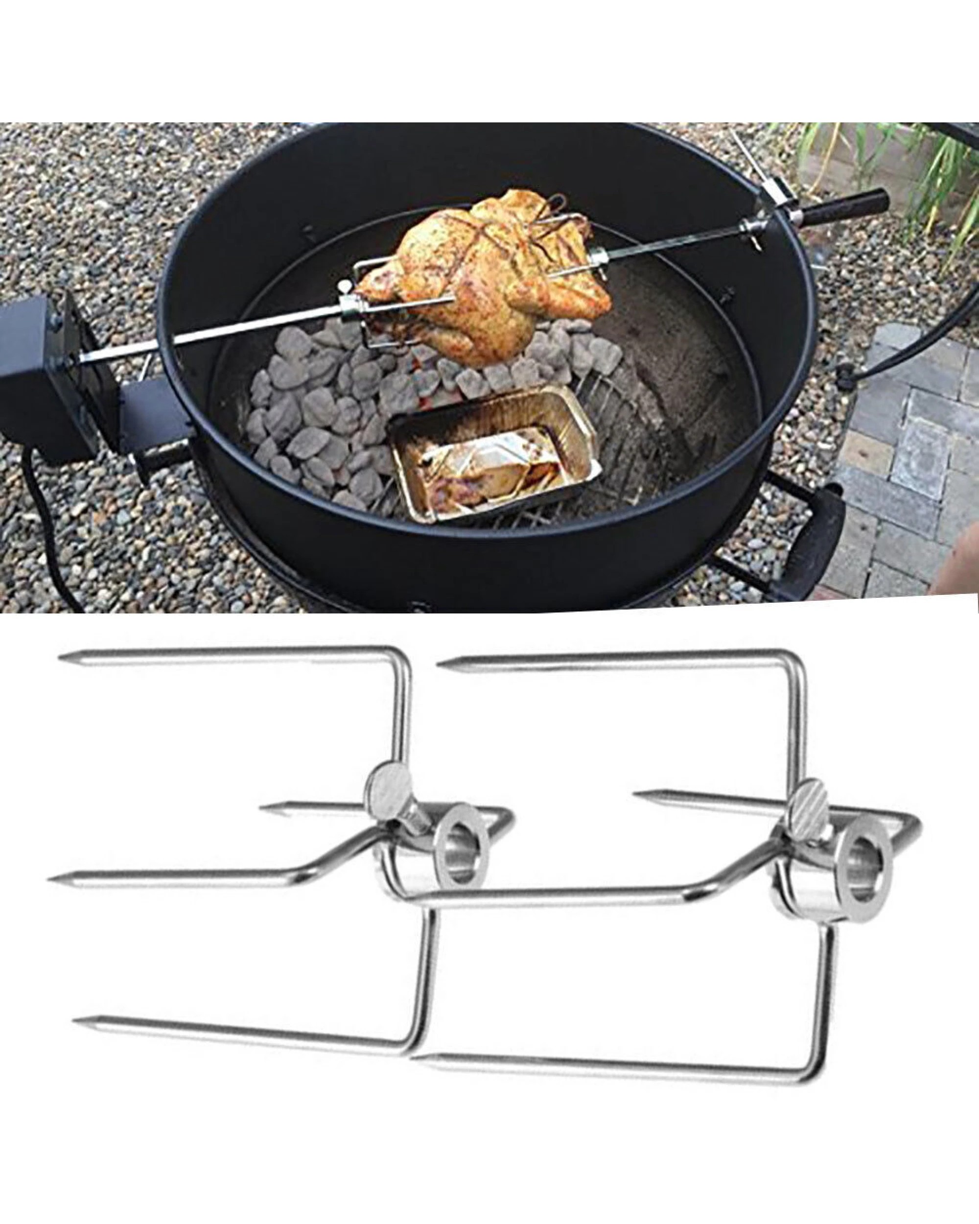 7 BR Home Rotisserie Spit Forks for BBQ and Kabobs - Set of 2, 7 of 7