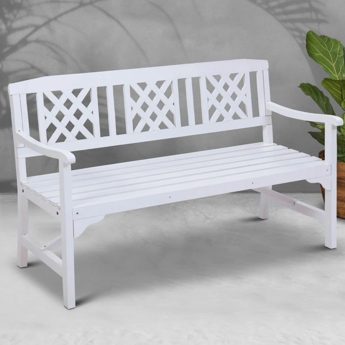 8 Gardeon Outdoor Garden Bench Wooden Chair 3 Seat Patio Furniture Lounge - White, 8 of 8