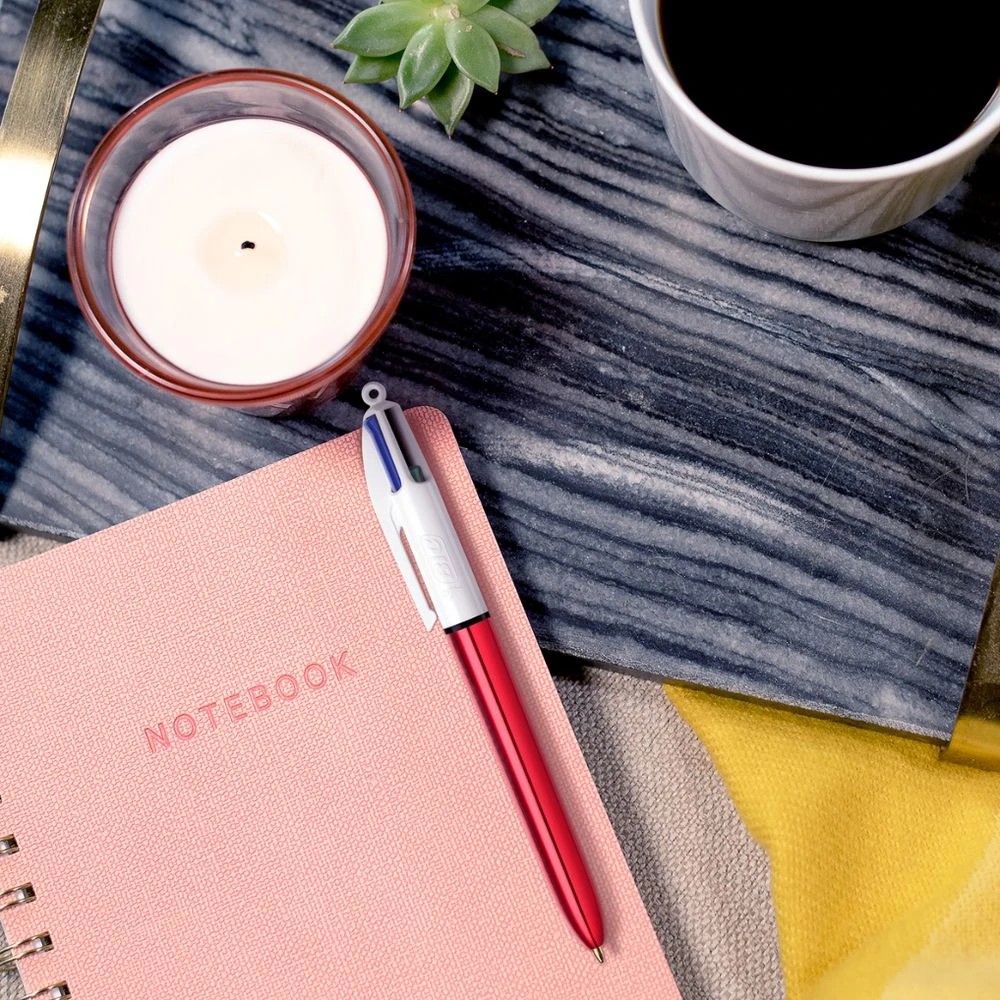 2 Bic 4-Colour Shine Ballpoint Pen Red, 2 of 2