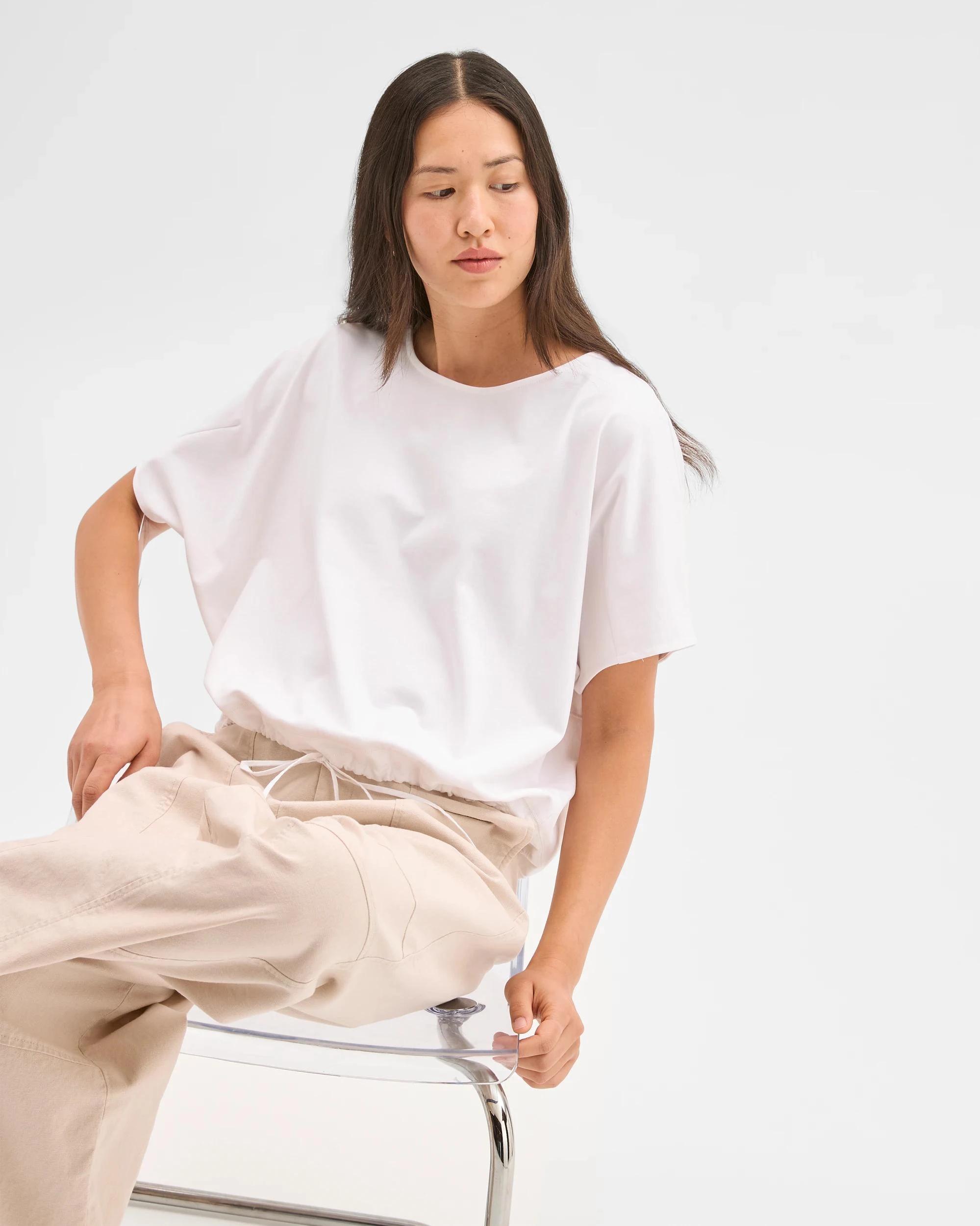 1 Target Woman Australian Cotton Drawcord Hem T-Shirt BRILLIANT WHITE, 1 of 5