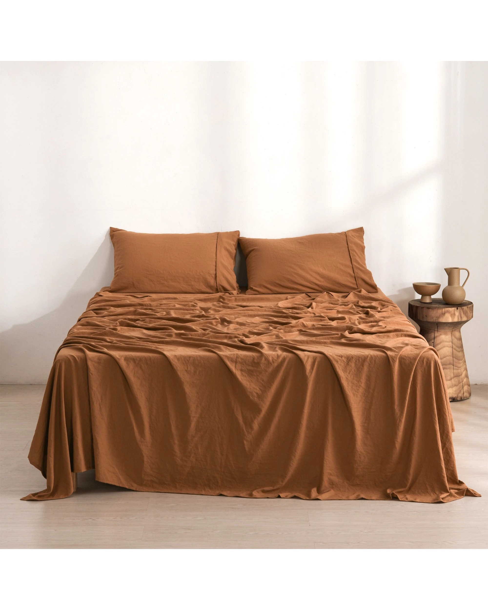 1 Dreamaker Superfine Washed Microfibre Sheet Set - King Single Bed - Rust, 1 of 7