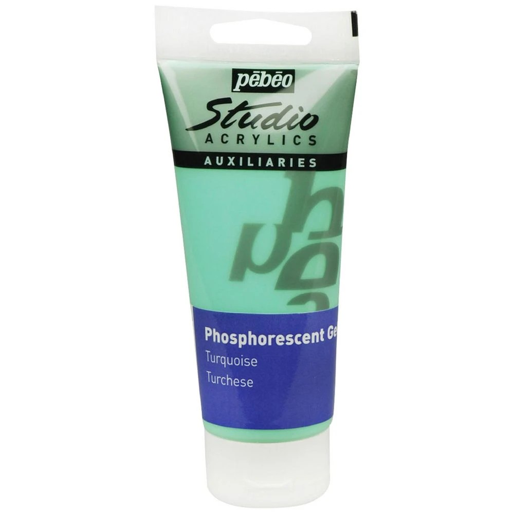 1 Pebeo Studio Acrylics Phosphorescent Gel 100mL Turquoise, 1 of 2