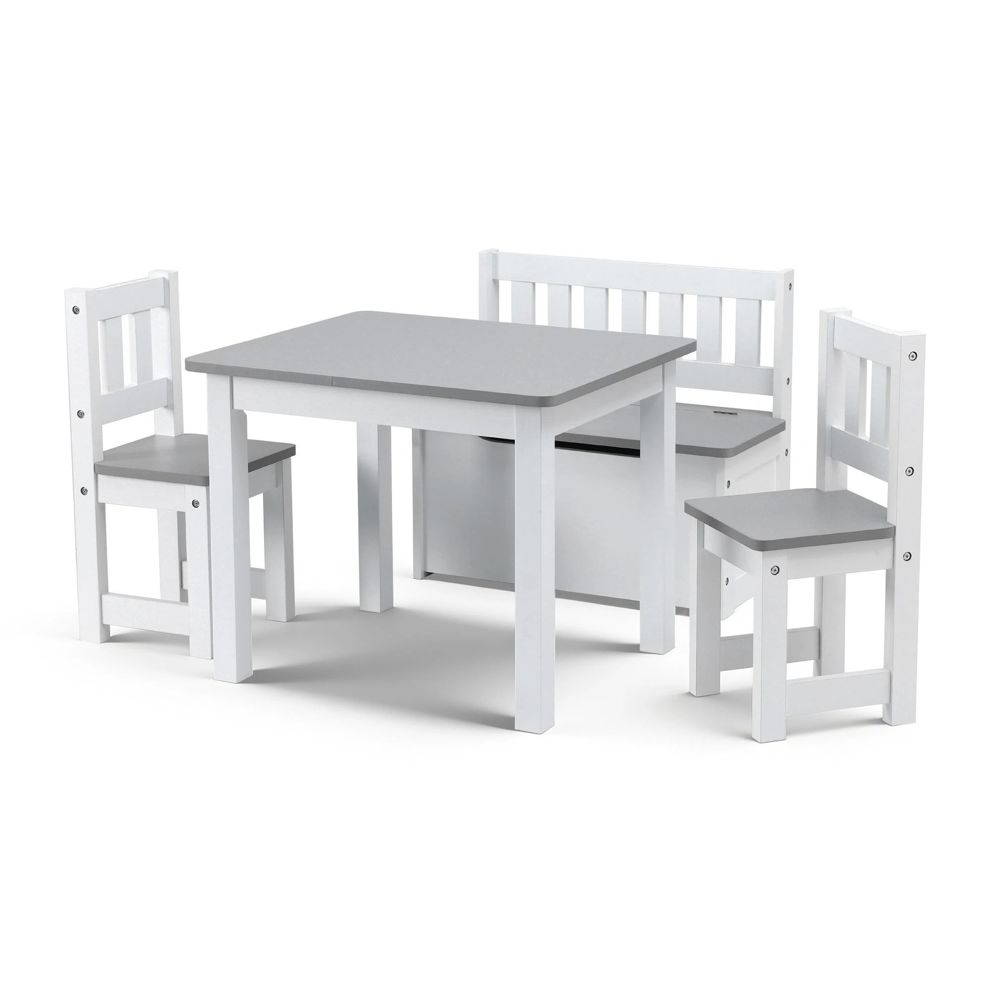 1 Keezi 2 in 1 Kids Table and Chair Set Activity Table with Storage Bench - Grey, 1 of 2