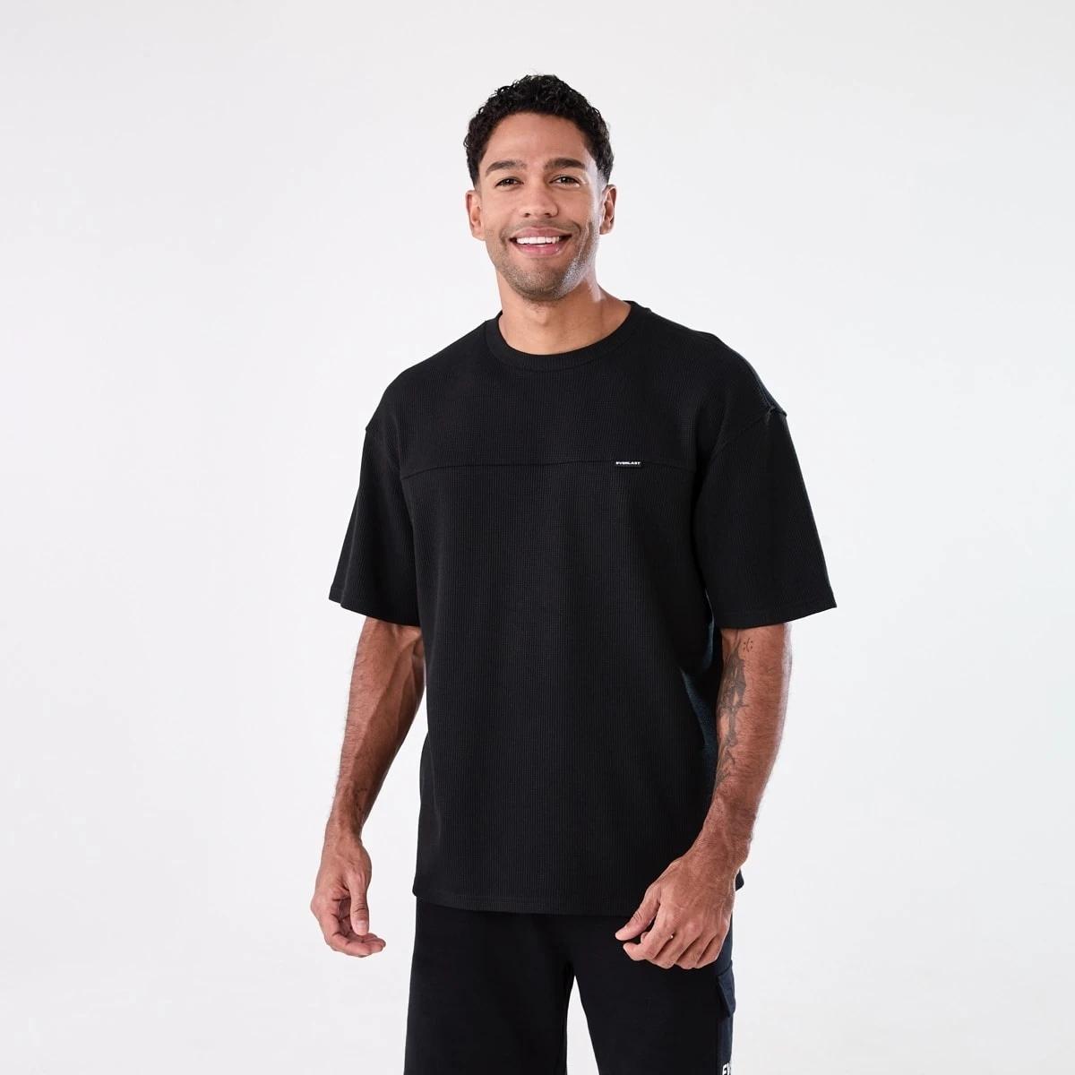 1 Everlast Mens Waffle T-shirt EVERLAST BLACK, 1 of 7