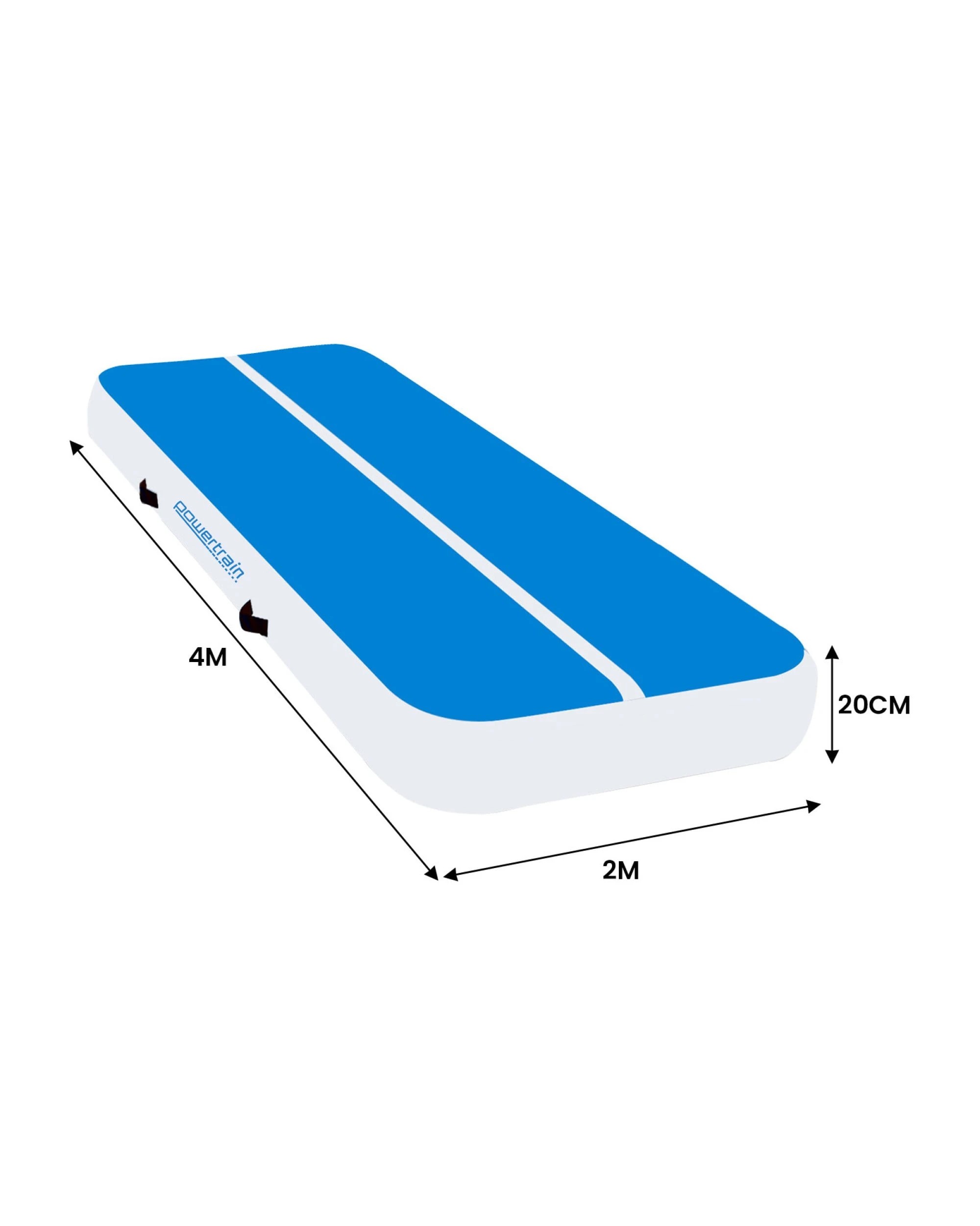 3 Powertrain Sports 4m x 2m Air Track Inflatable Gymnastics Mat 20cm - Blue, 3 of 7