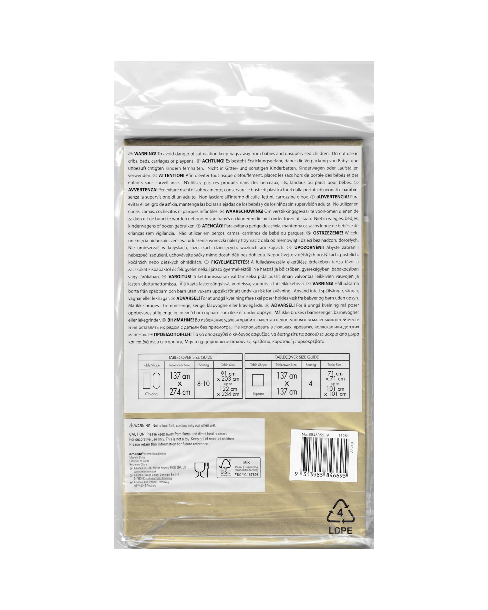 4 Amscan Inc. Rectangle Paper Tablecloth - Gold, 4 of 4