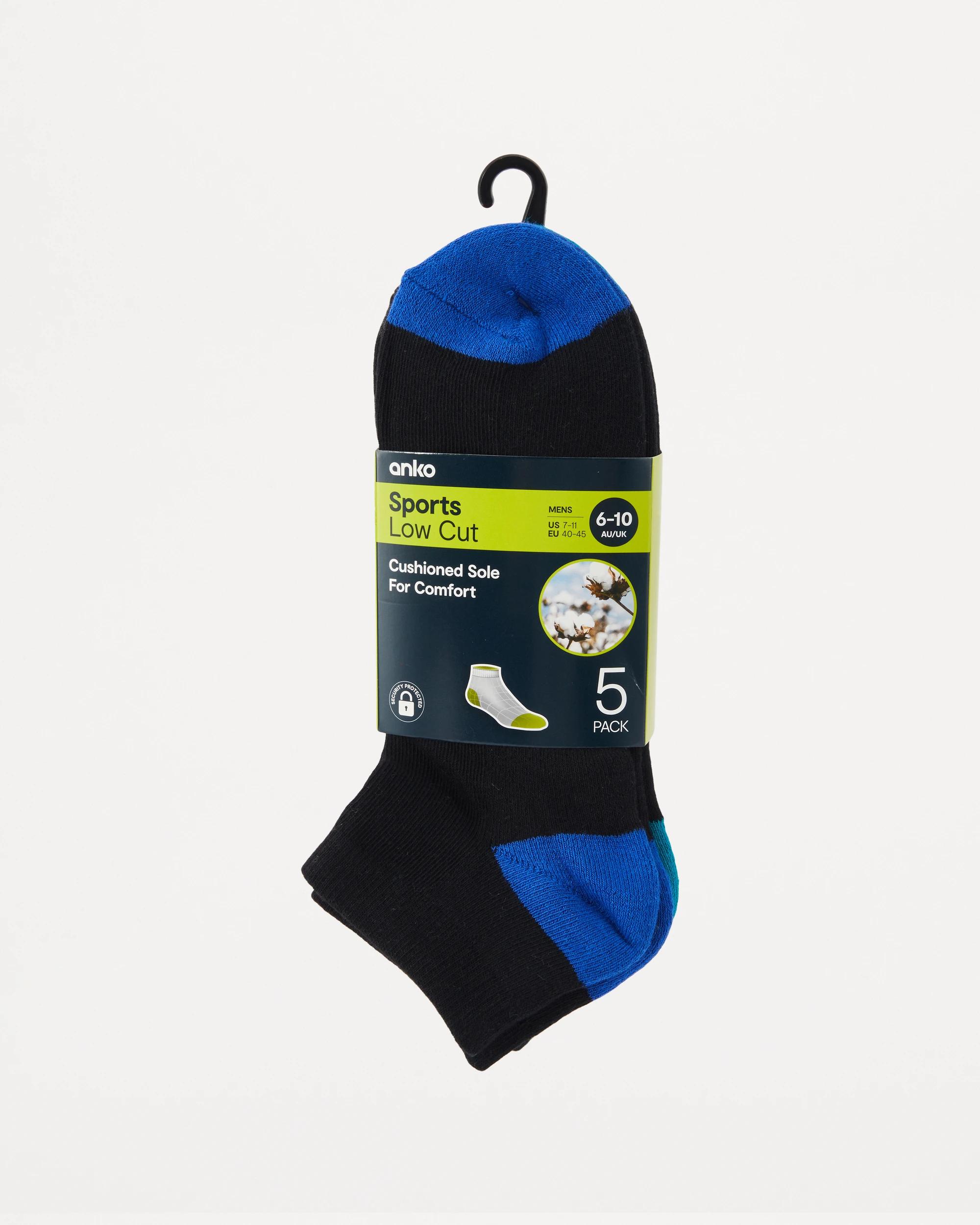 3 5 Pack Low Cut Sport Socks BLACK COLOUR HEEL, 3 of 3