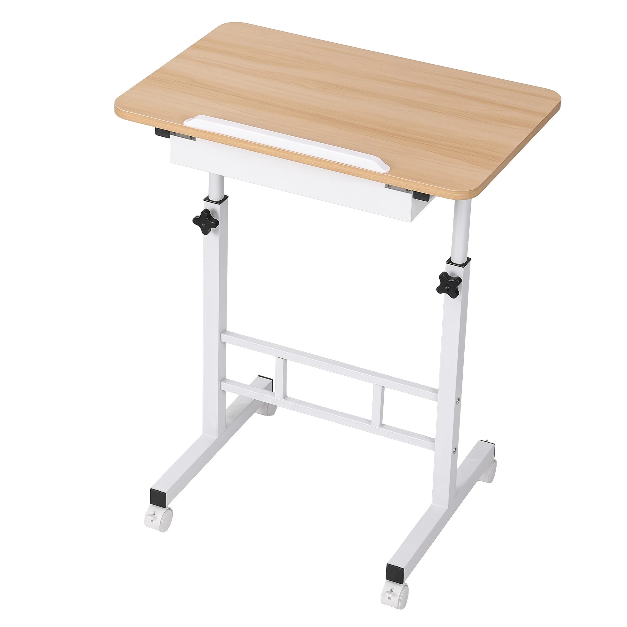 3 Artiss Adjustable Laptop Desk Mobile Bedside Table Hidden Storage Wood - Natural, 3 of 10