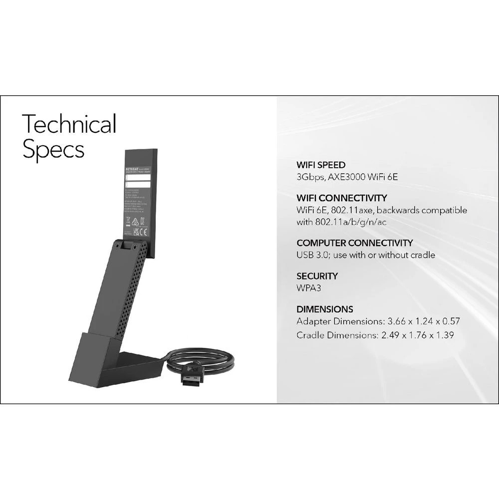 4 NETGEAR Nighthawk AXE3000 WiFi 6E USB 3.0 Adapater, 4 of 8