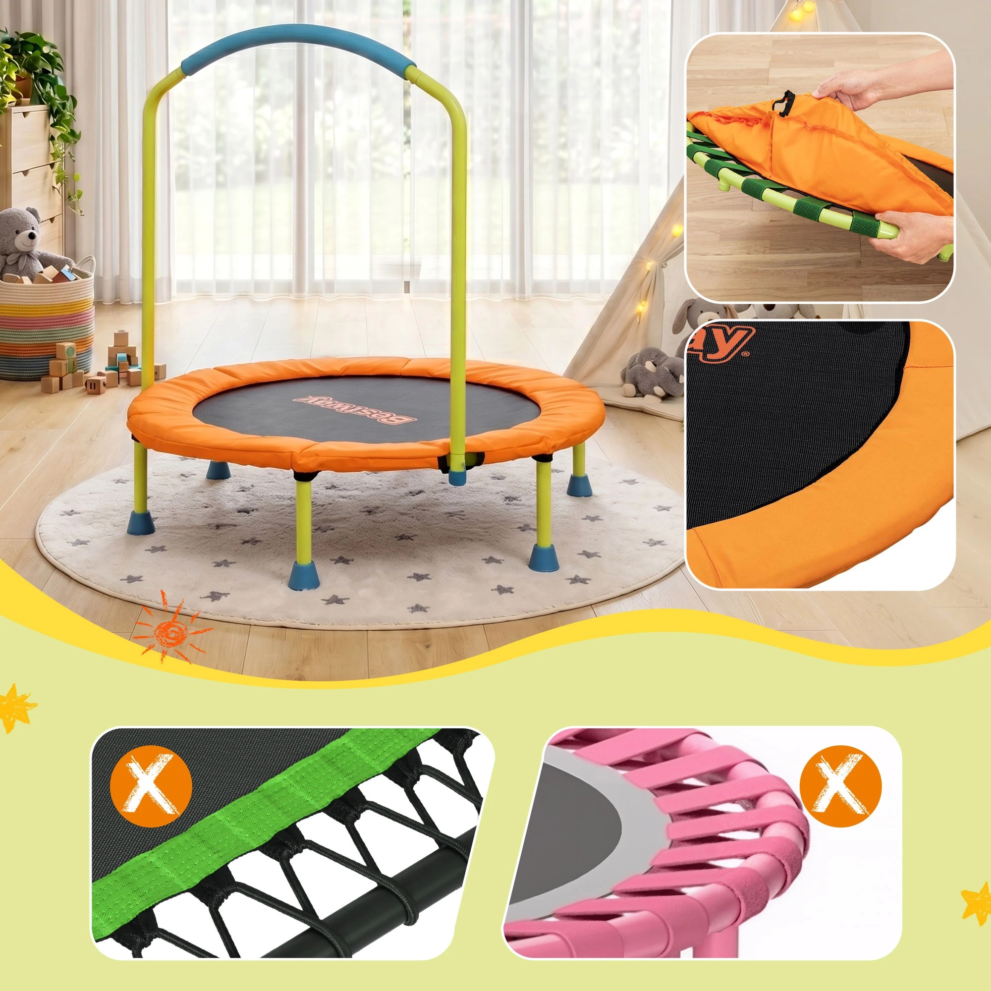 6 Bestway Kids Trampoline Foldable Rebounder Fitness for Ages 3+ - Orange, 6 of 9