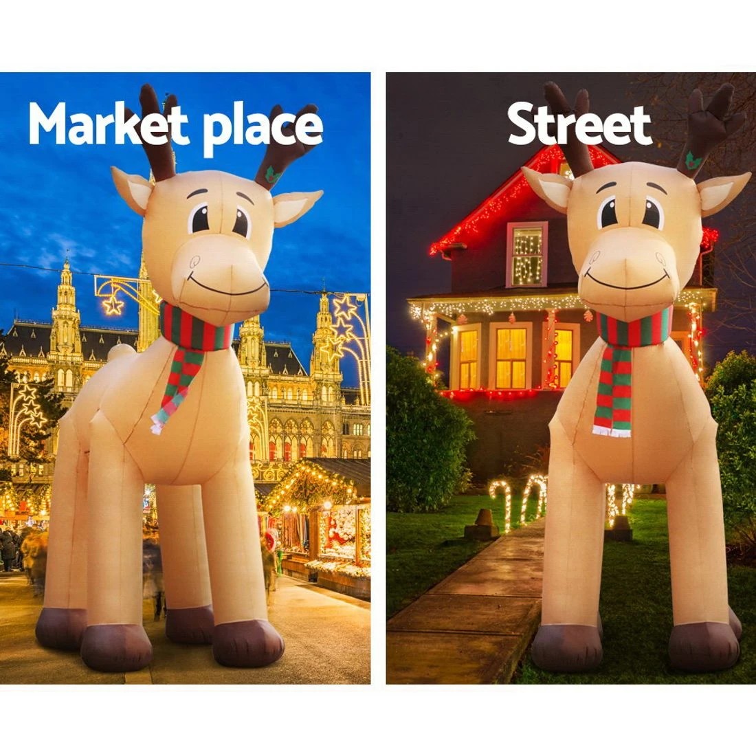 4 Jingle Jollys Christmas Inflatable Reindeer 5M Illuminated Decorations - Multi, 4 of 8