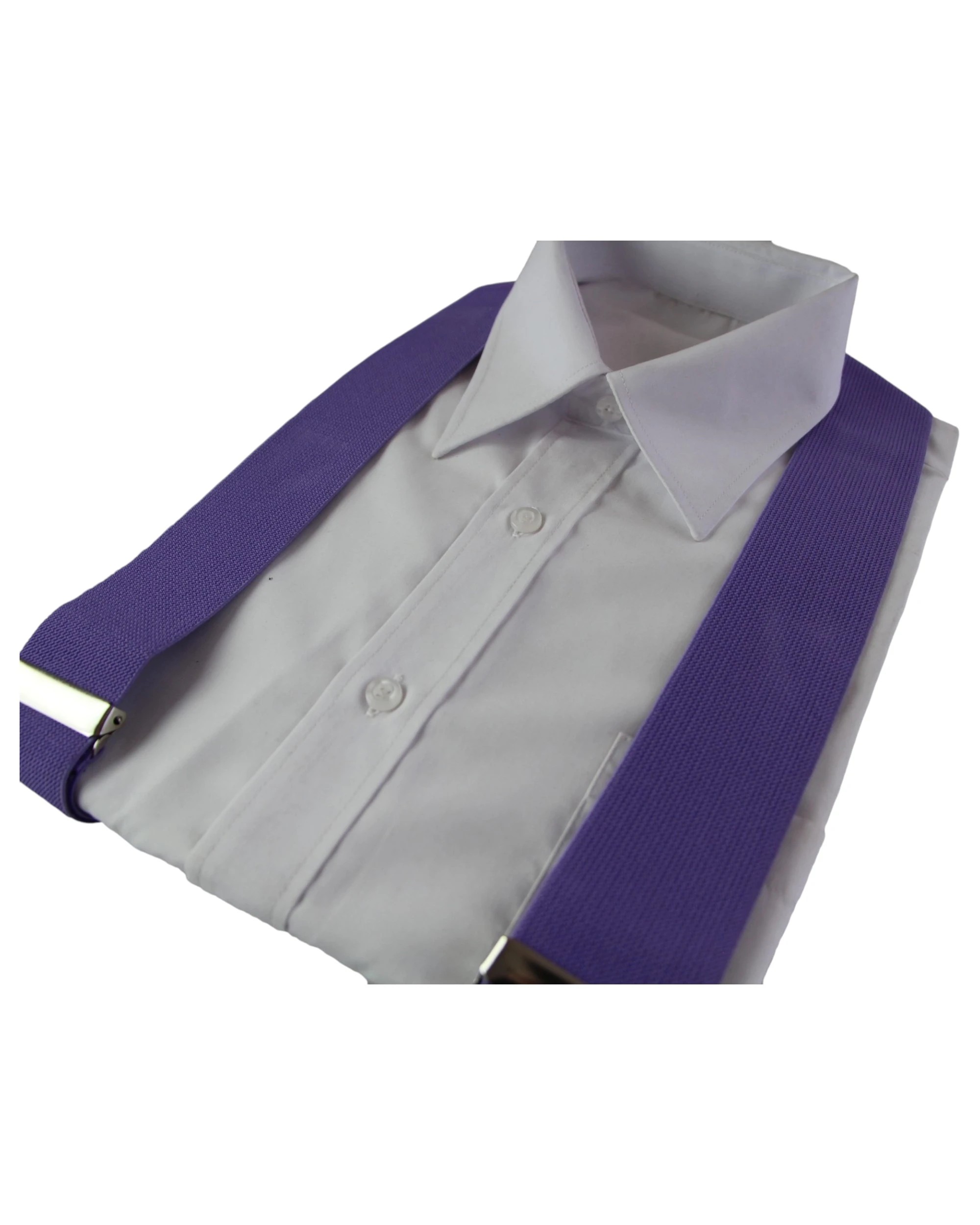 2 Zasel Mens Extra Wide Heavy Duty Adjustable 120cm Violet Suspenders - Purple, 2 of 4