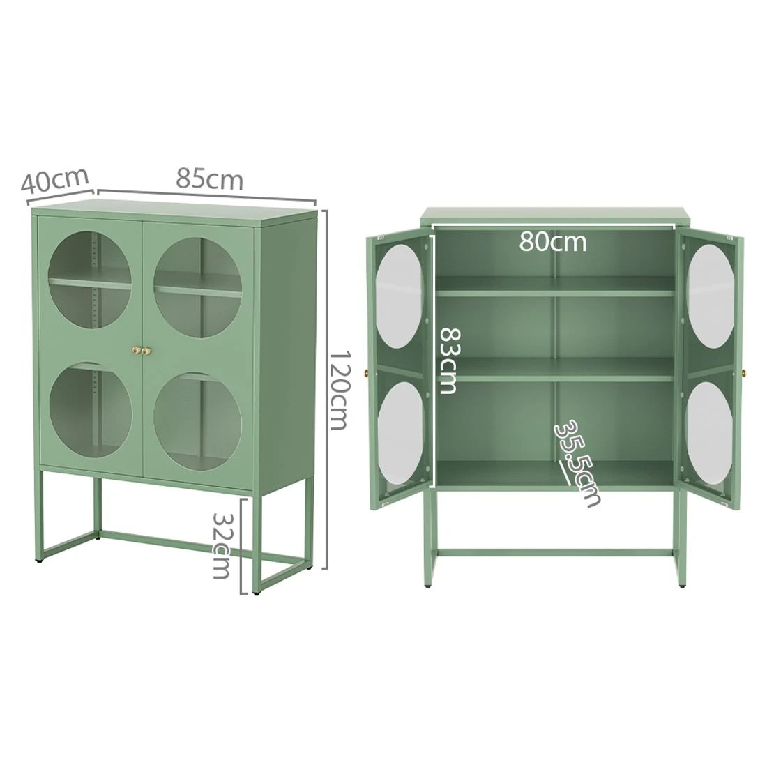4 Artiss Buffet Sideboard Metal Cabinet - Green, 4 of 8