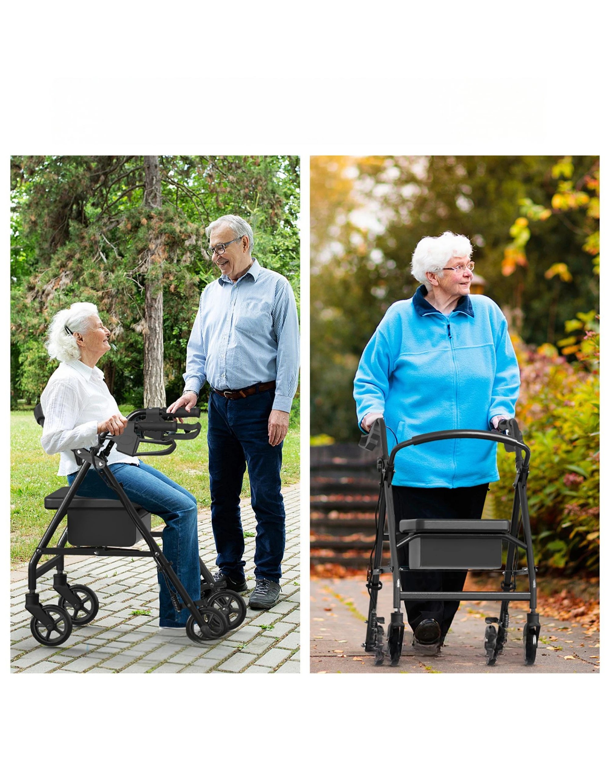 8 Advwin Lightweight Rollator Walker 4-Wheel Folding Mobility Aid -Black, 8 of 8