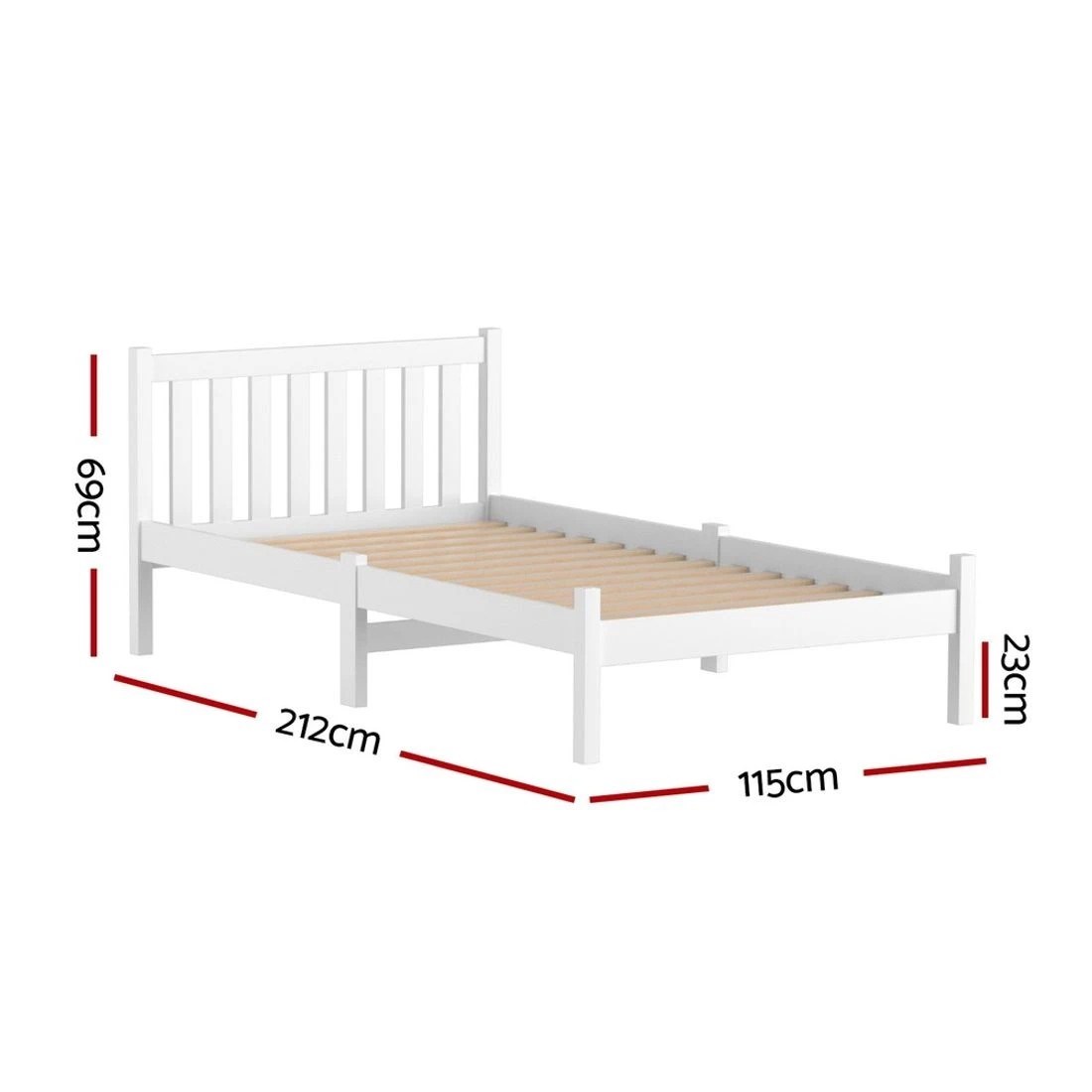 2 Artiss Bed Frame King Single Size - White, 2 of 10