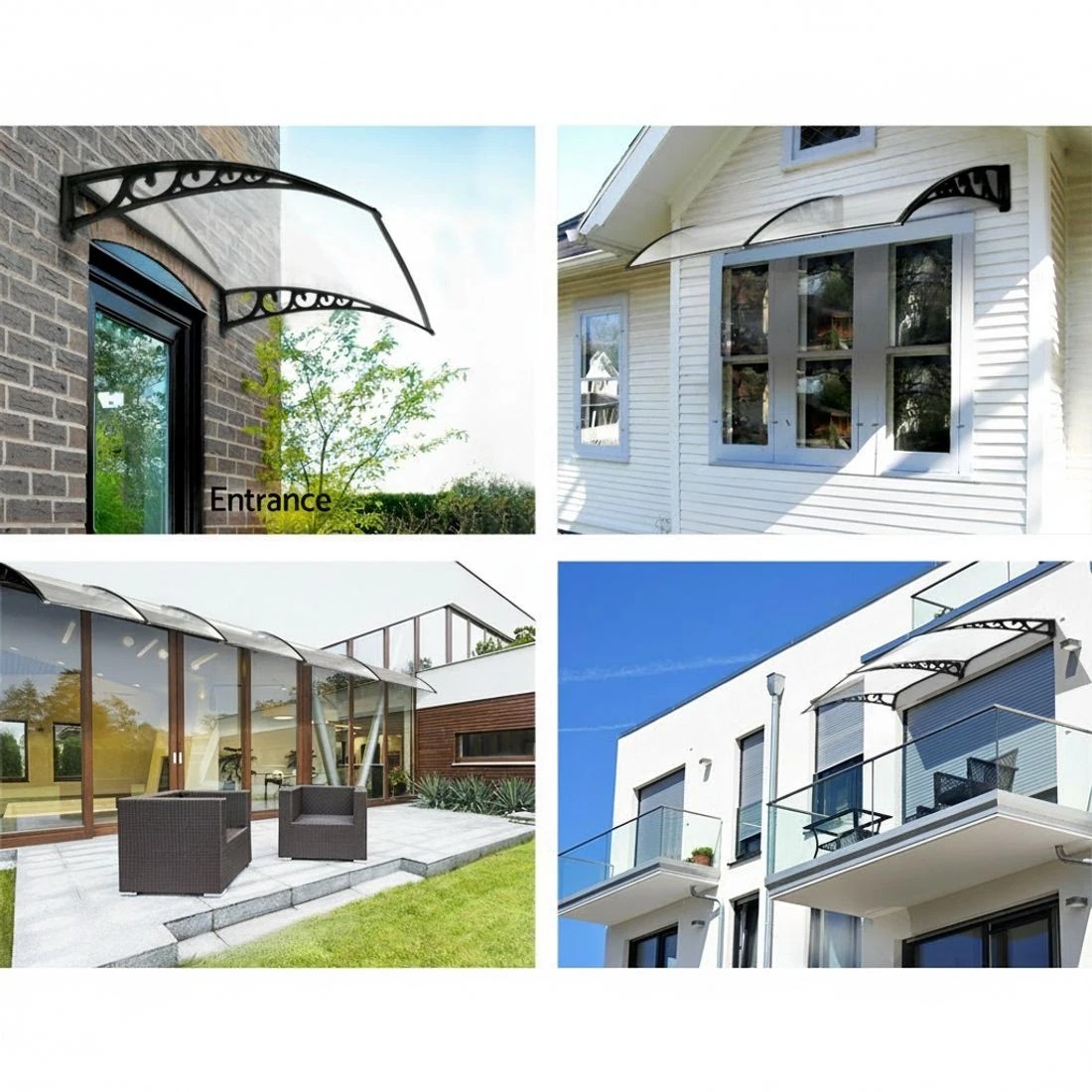 2 Instahut Window Door Awning 1mx6m Transparent Plastic - Clear, 2 of 5