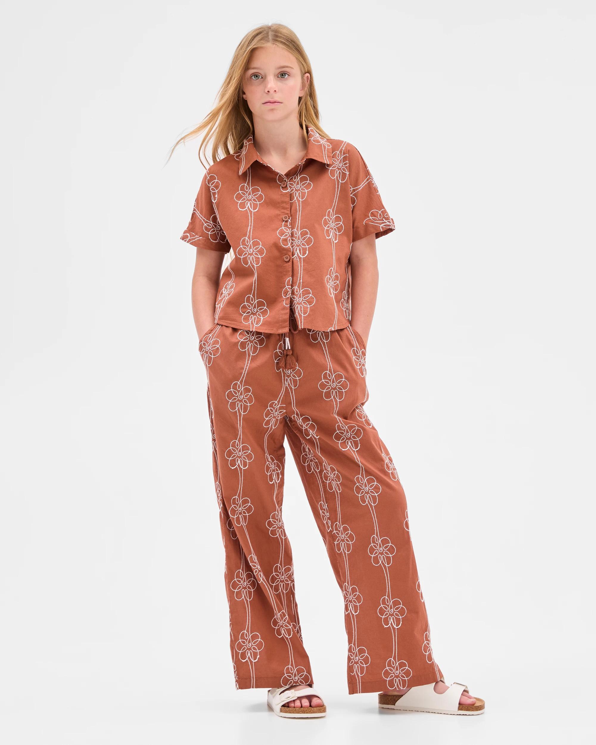 2 Target Australian Cotton Embroidered Wide Leg Pant BROWN, 2 of 6