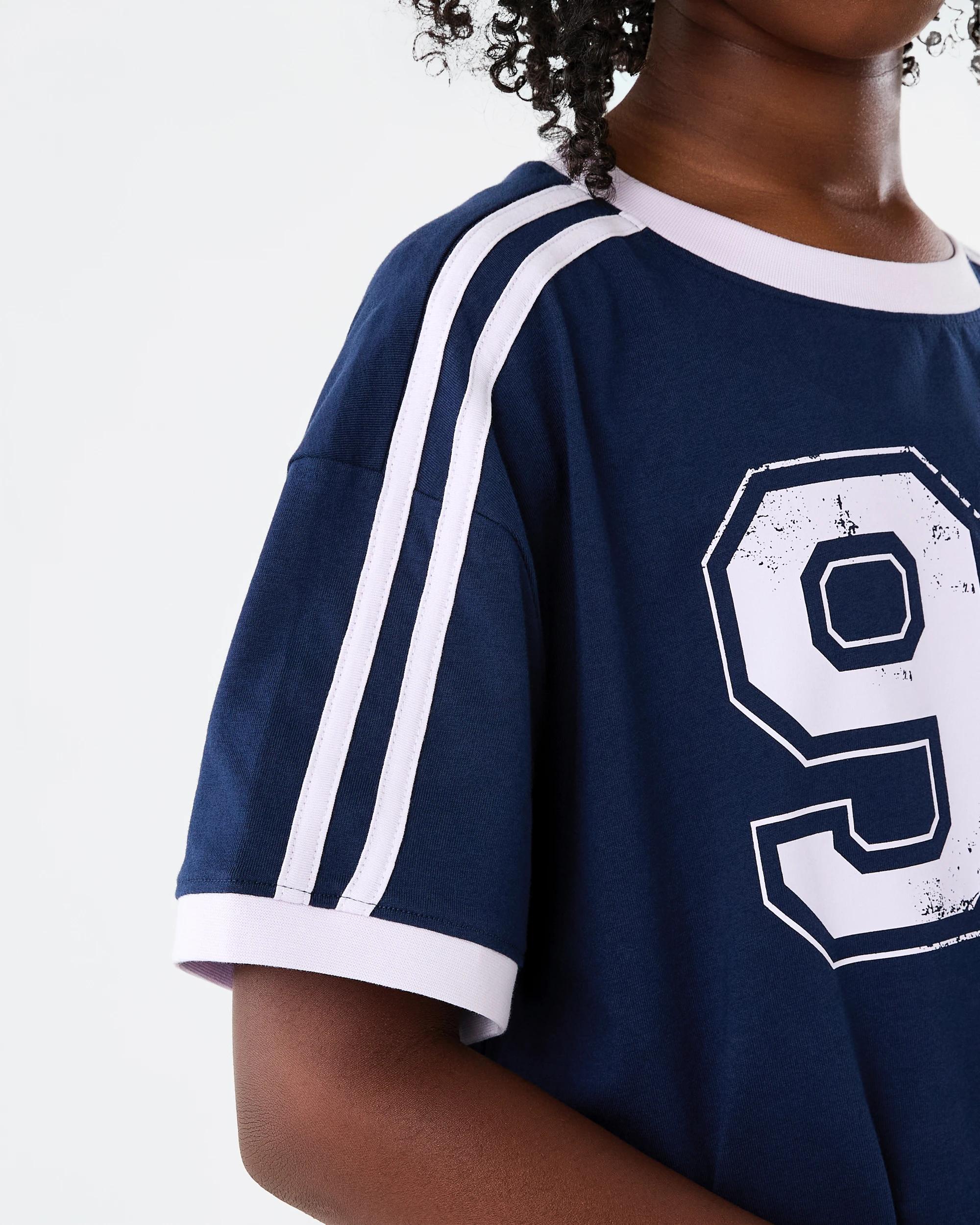 5 Side Stripe Crew Neck Oversized T-shirt Blue 94, 5 of 7