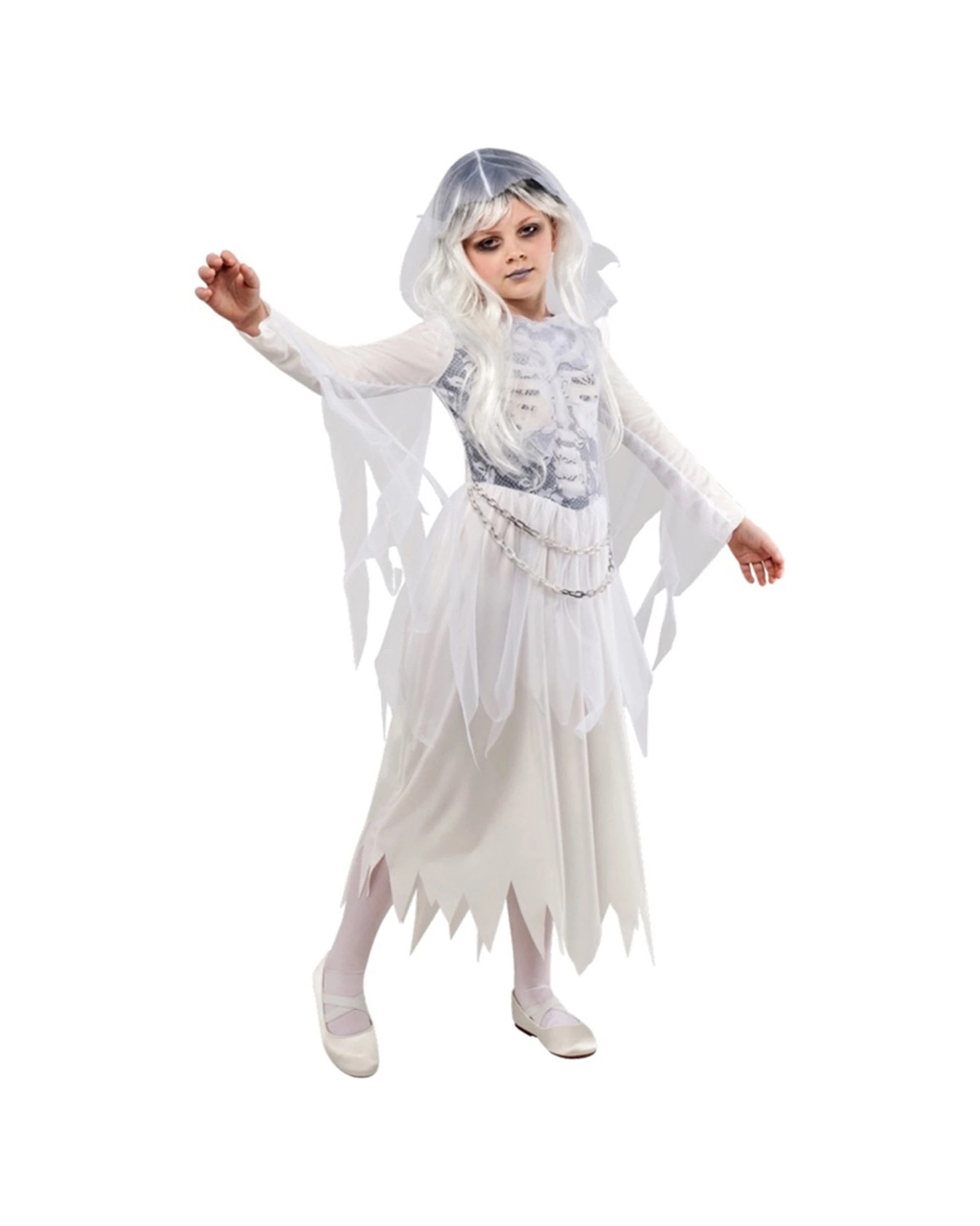 2 Rubies Ghostly Girl Costume Party Dress-up Size 6-8y
 - White, 2 of 4