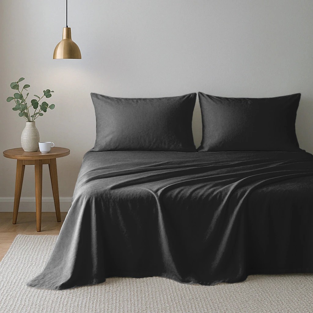 1 Royal Comfort Opulence Washed Microfibre Sheet Set - King Bed - Charcoal, 1 of 5