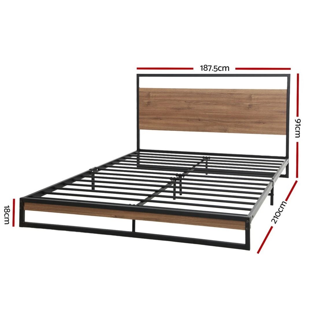 4 Artiss Bed Frame King Size Metal Frame DANE - Black, 4 of 7