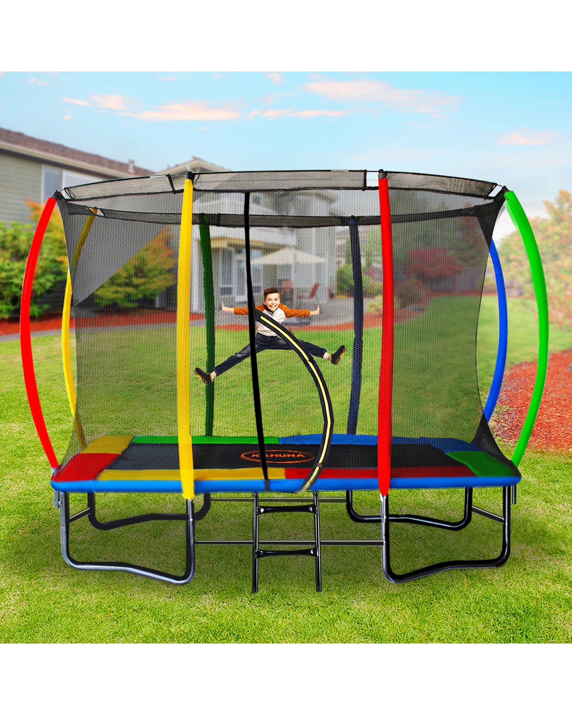 6 Kahuna 8 ft x 11 ft Rectangular Trampoline Rainbow Outdoor, 6 of 10