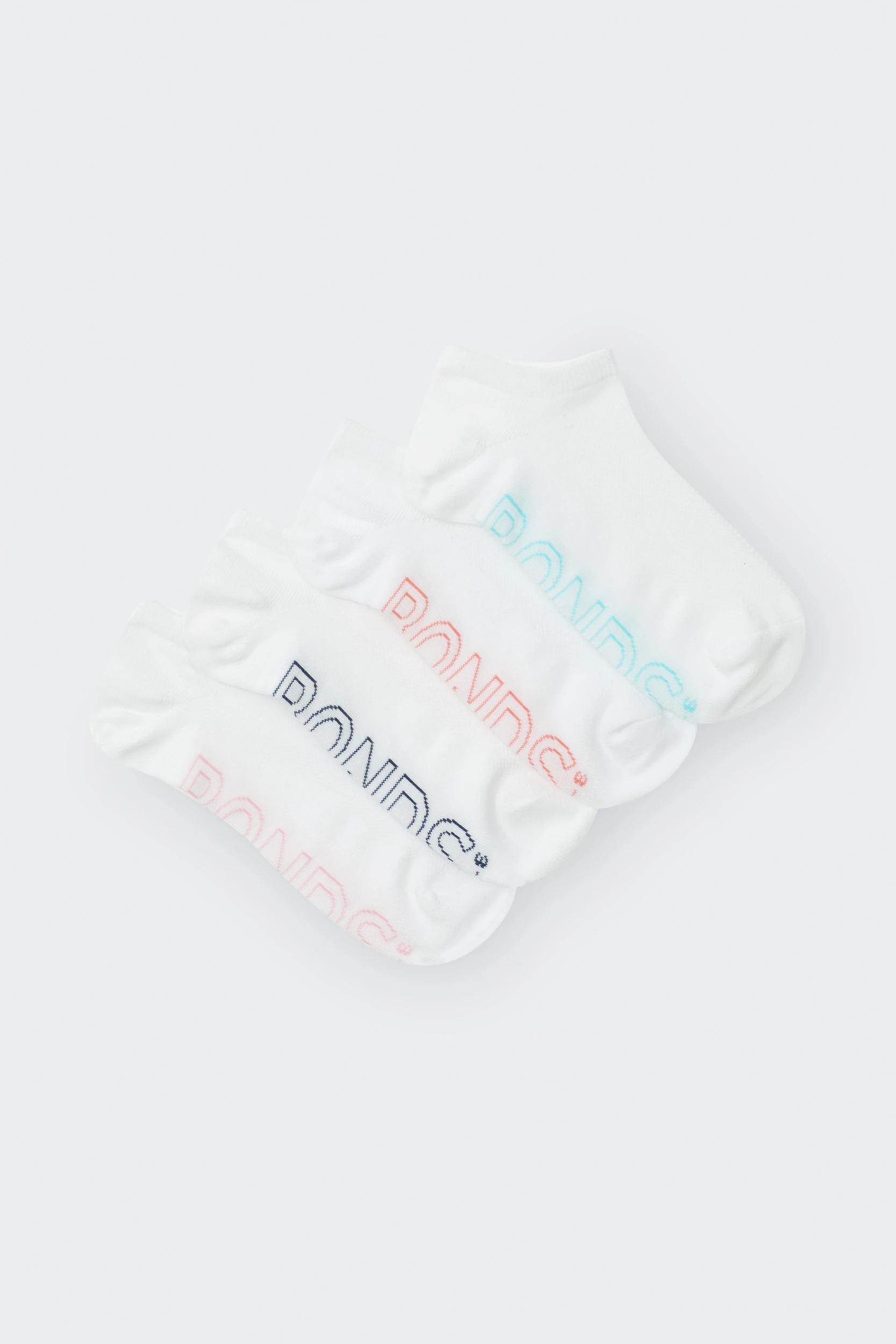 3 Bonds 4 Pack Logo Light Low Cut Socks WHITE, 3 of 4