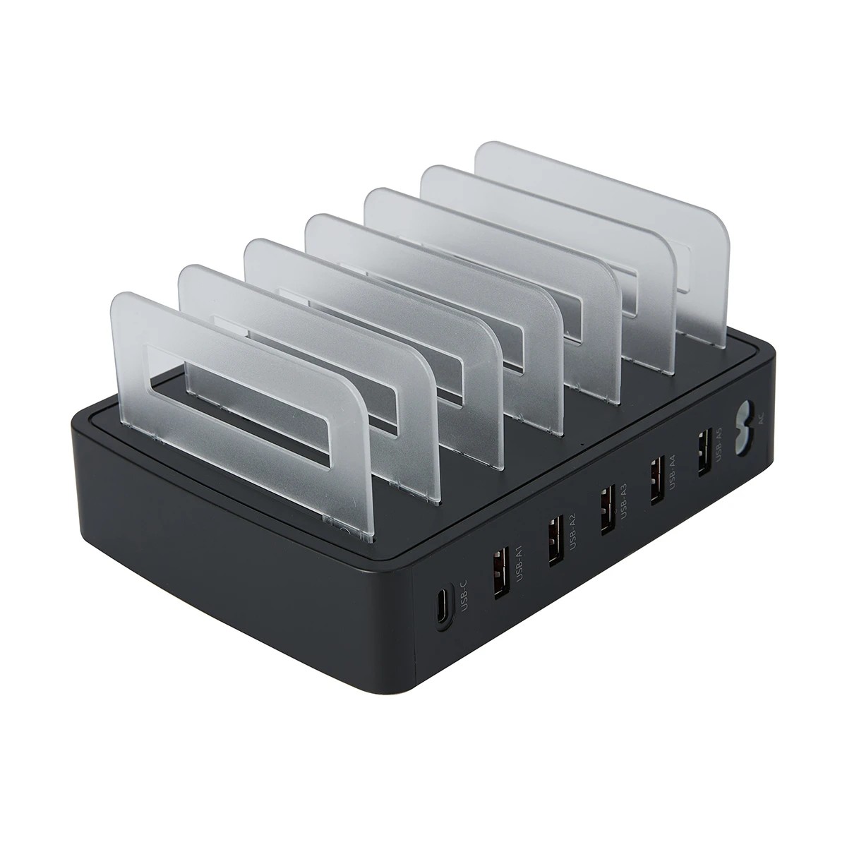 1 6 Port USB Charger Stand - Black, 1 of 10