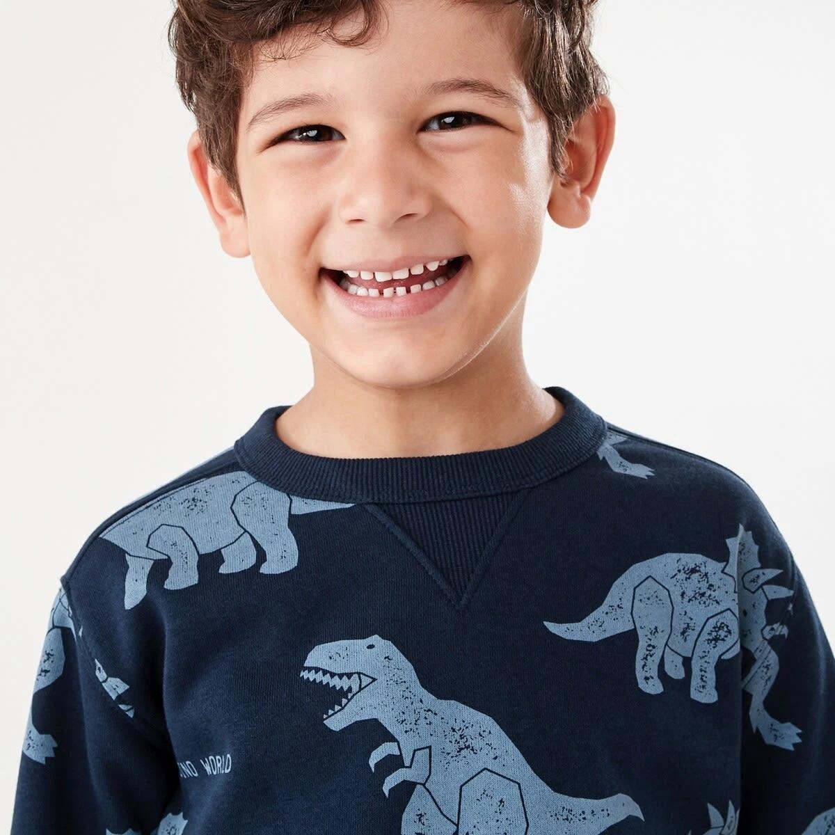 3 All Over Print Crew Neck Sweatshirt Blu Dino, 3 of 8