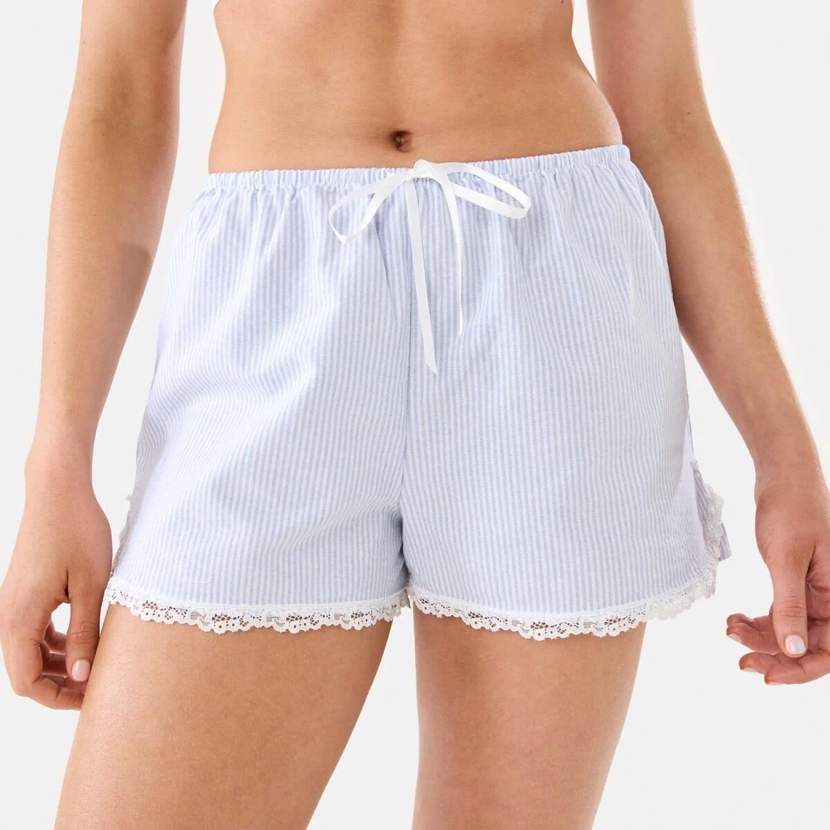 1 Stripe Lace Trim Shorts STRIPE BLUE HALOGEN BLUE, 1 of 8