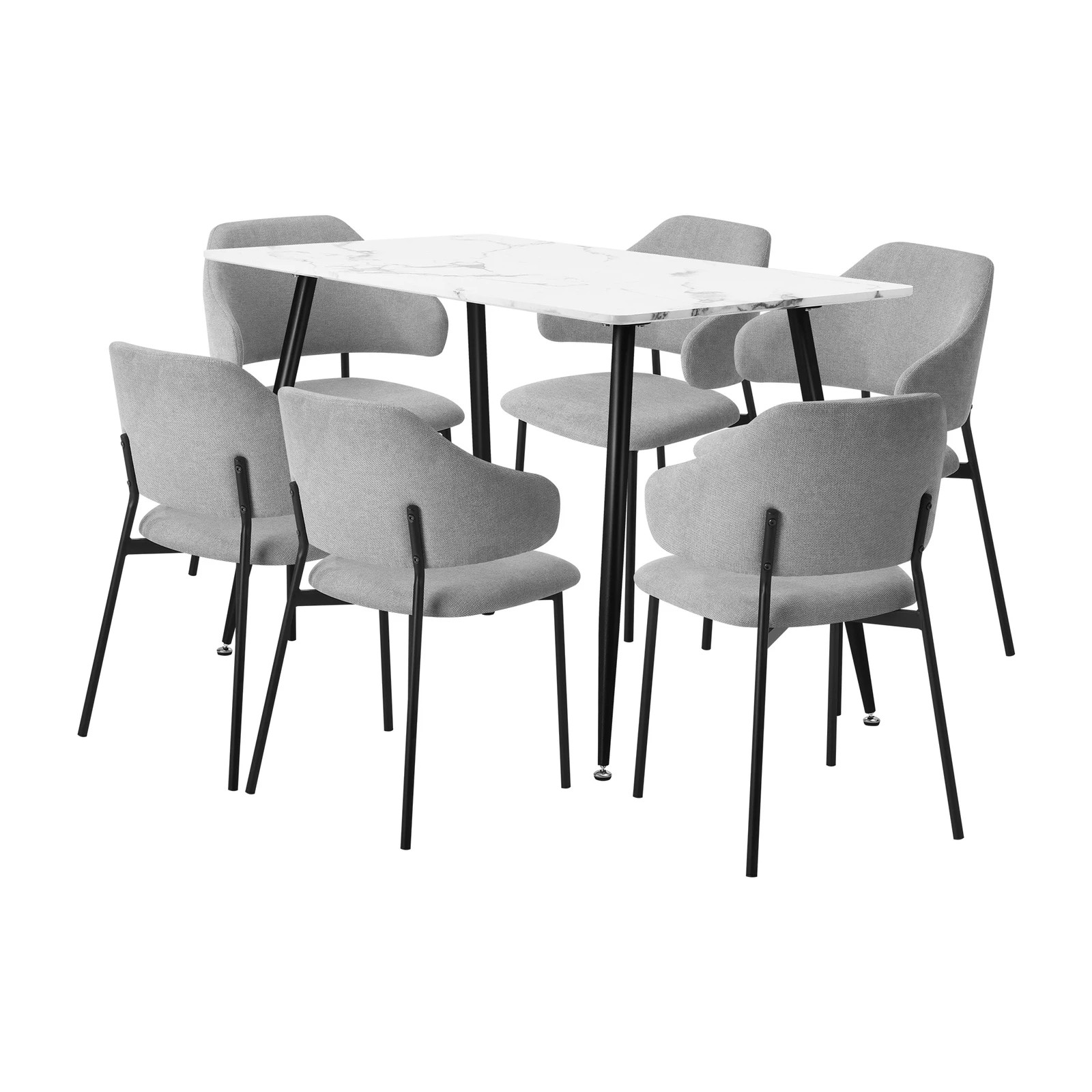 8 Oikiture 120cm Rectangle Dining Table With 6pcs Dining Chairs Fabric
 - Multi, 8 of 10