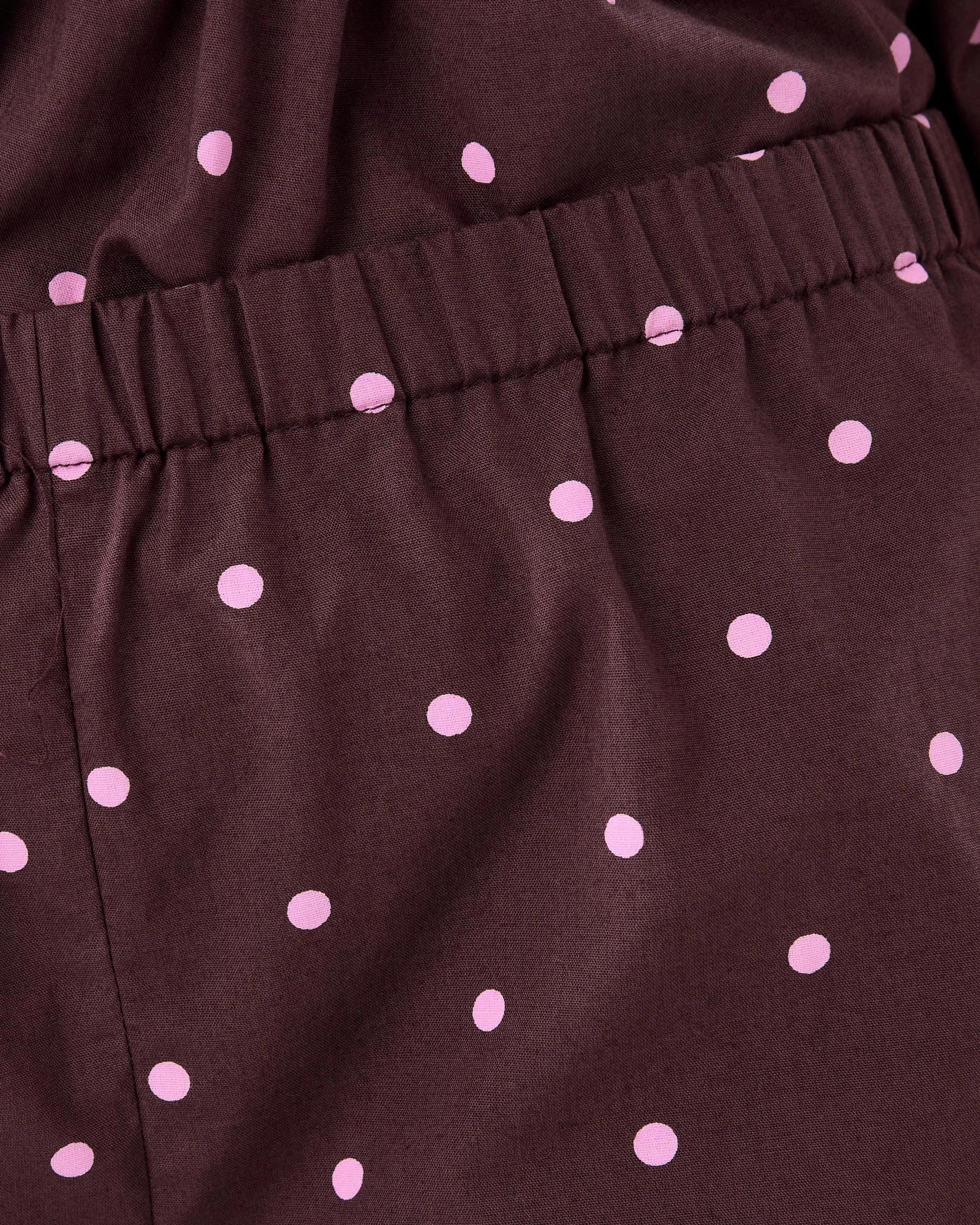 7 Short Sleeve Top and Shorts Cotton Peplum Pyjama Set Dots Choc, 7 of 8