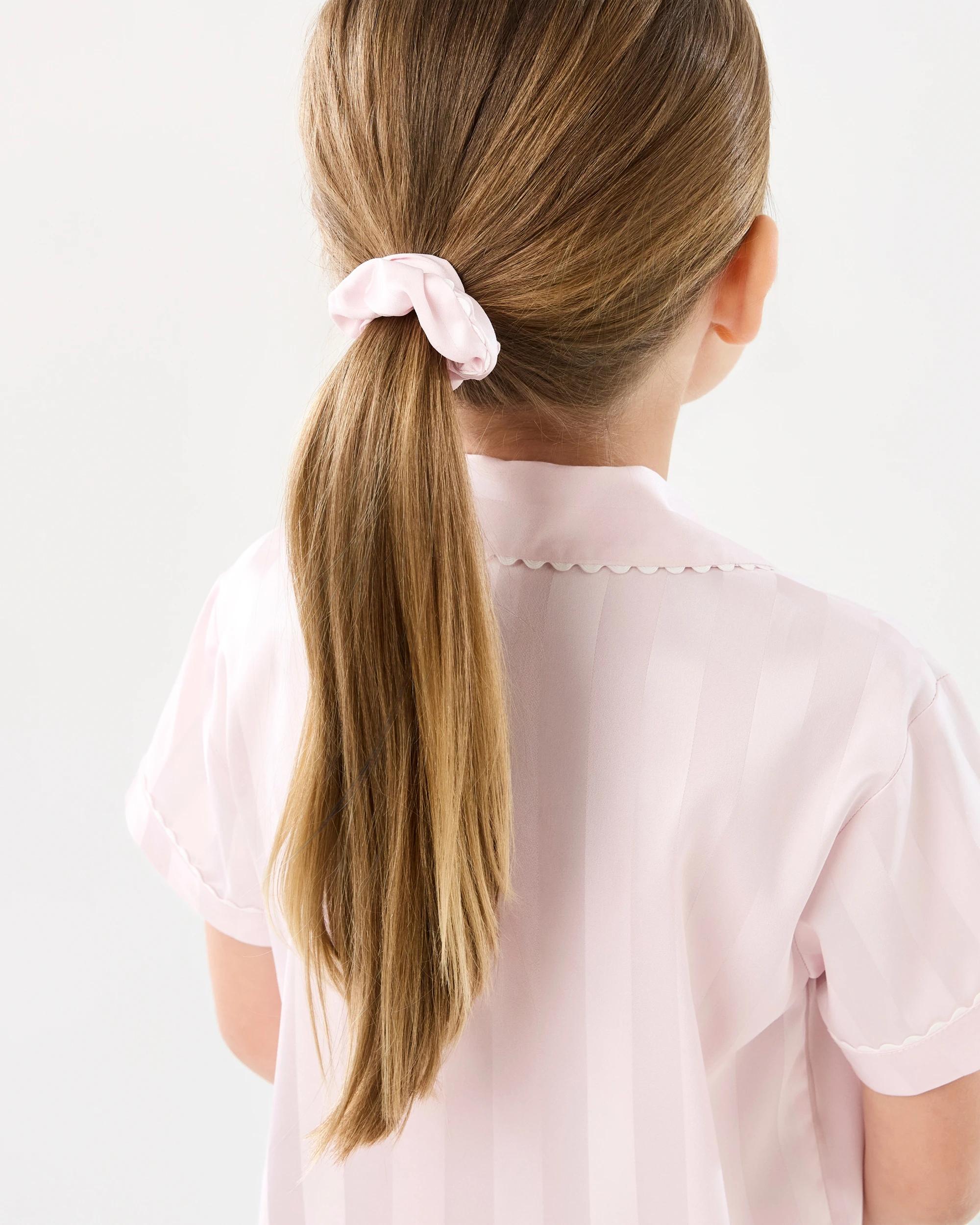 3 Short Sleeve Satin Pyjama and Scrunchie Set Bllet Pink, 3 of 10