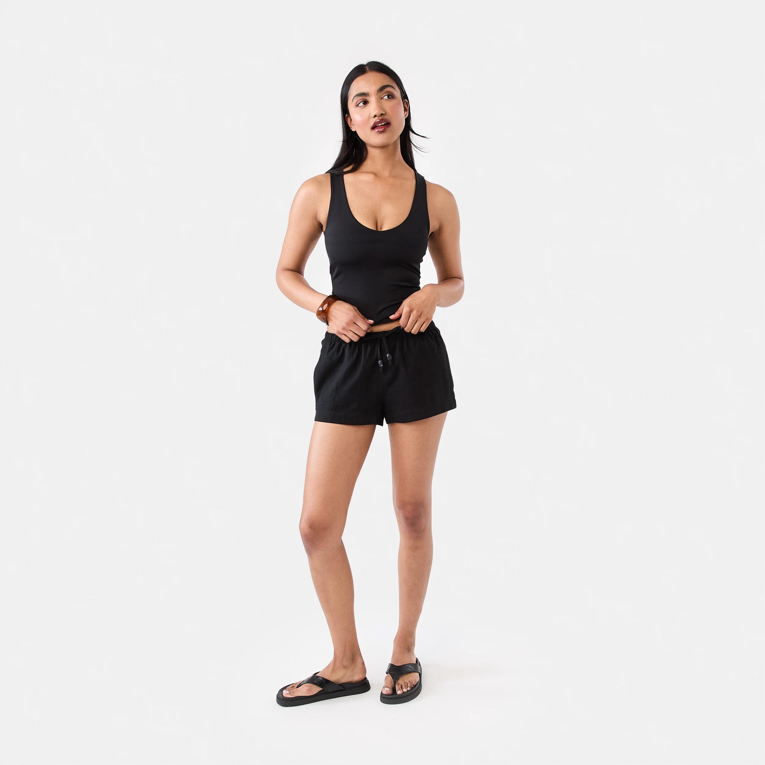 2 Linen Blend Shorts Black, 2 of 7