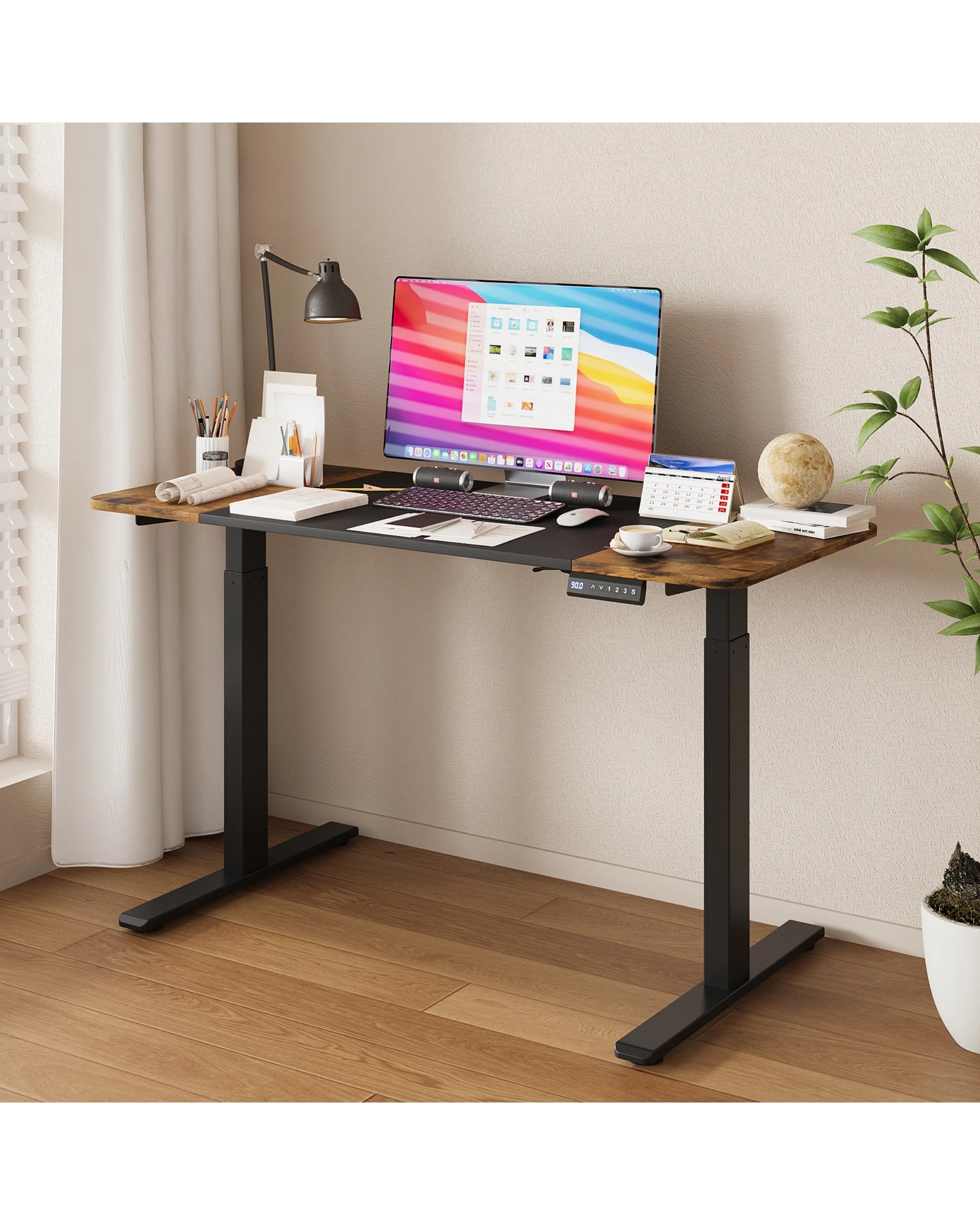 2 Advwin Electric Standing Desk Dual Motor Height Adjustable - Brown, 2 of 2
