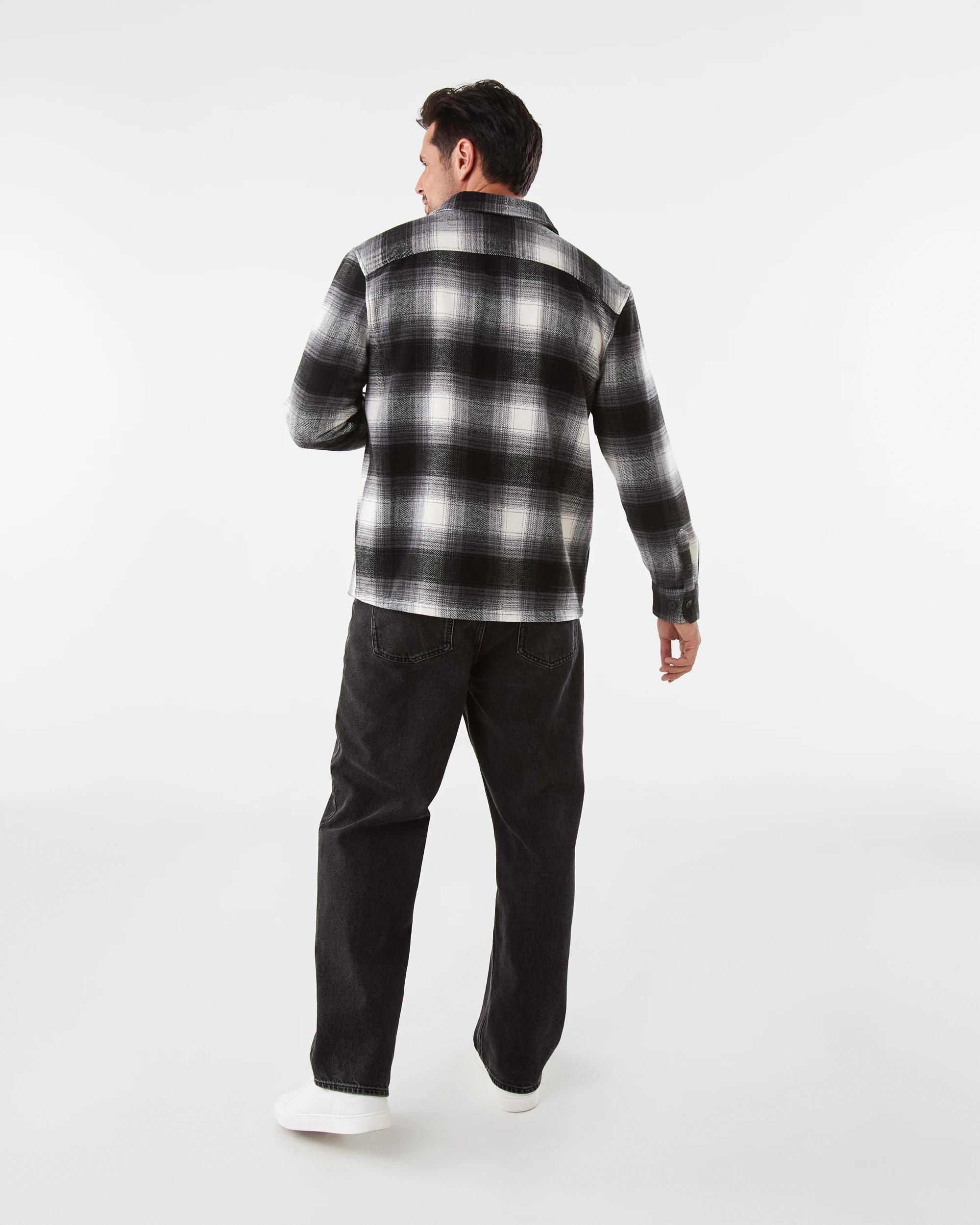 4 Long Sleeve Check Overshirt Blk Check, 4 of 9