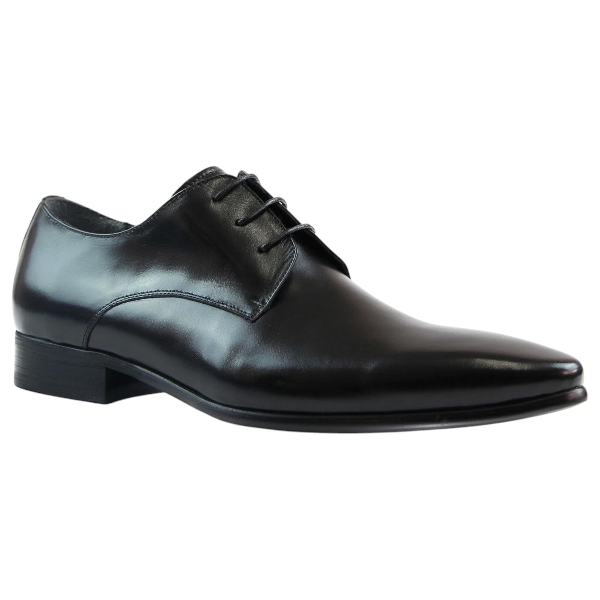 1 Zasel Mens Dennison Leather Dress Lace Up Laces Work Formal Casual Shoes BLACK, 1 of 3