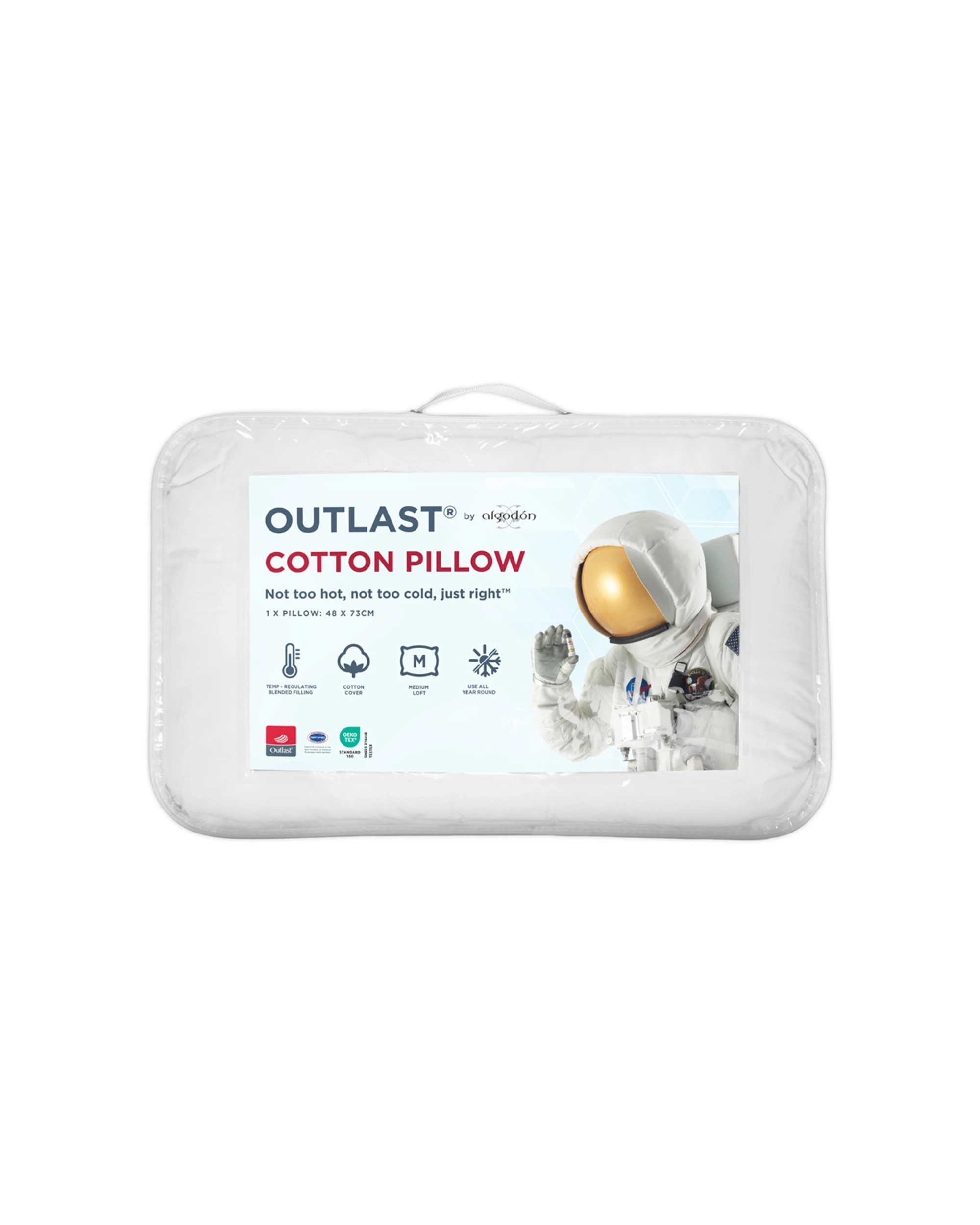 1 Algodon Outlast Soft Cotton Sleep Pillow 48x73cm - White, 1 of 3