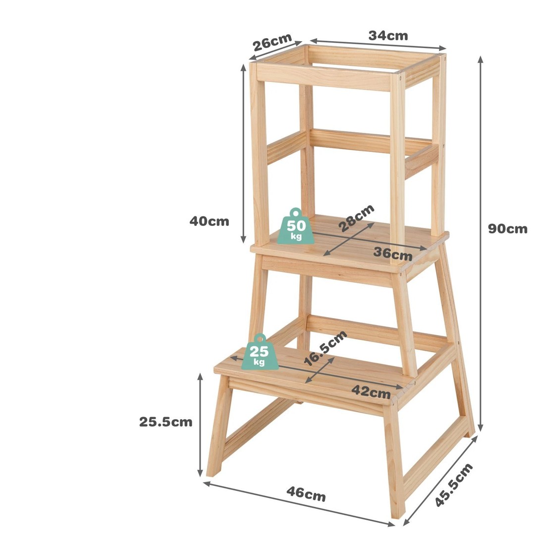 2 Costway Step Stool Training Ladder Chair Natural, 2 of 4